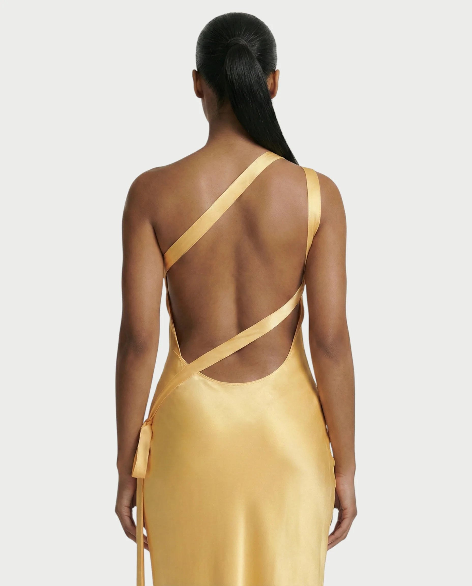 SELENE One-Shoulder Strap Satin Maxi Dress - Image 5