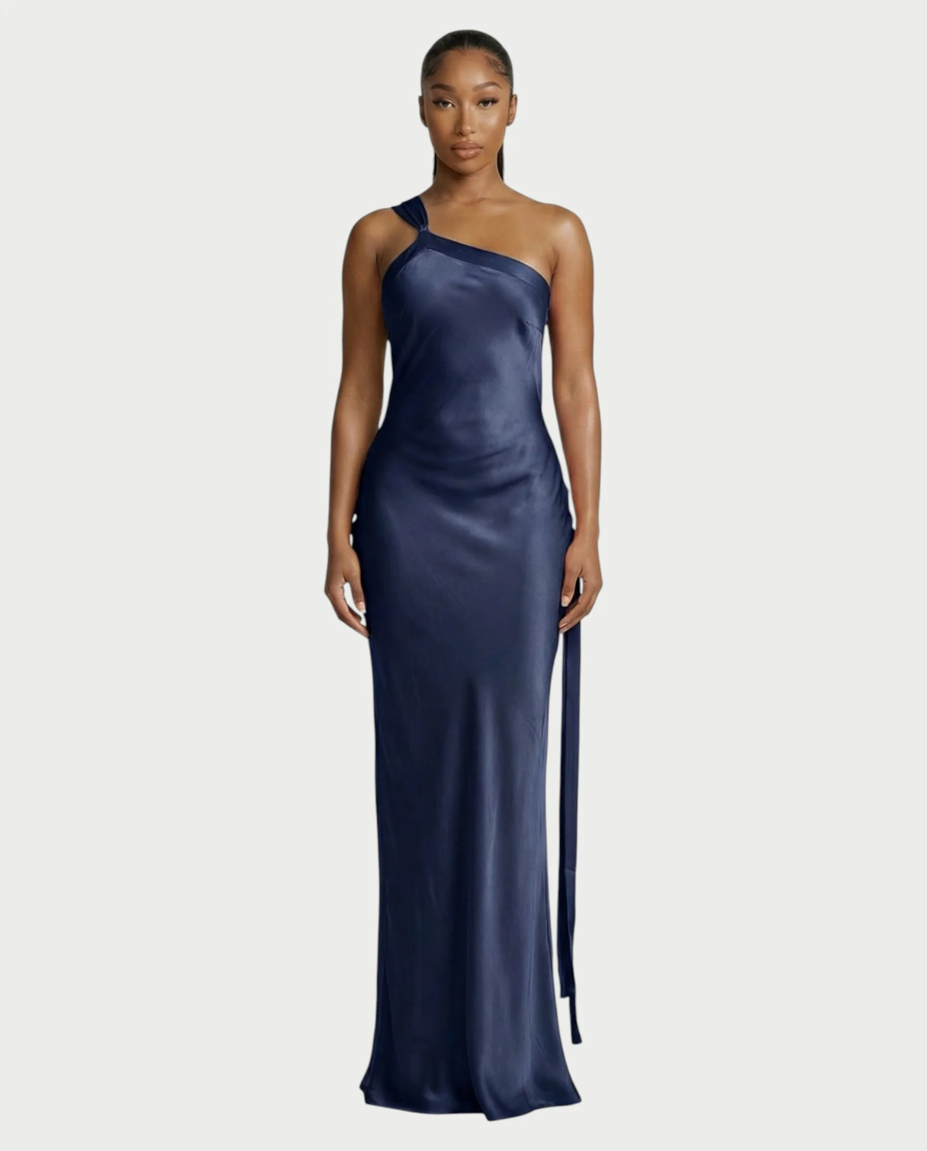 SELENE One-Shoulder Strap Satin Maxi Dress - Image 6