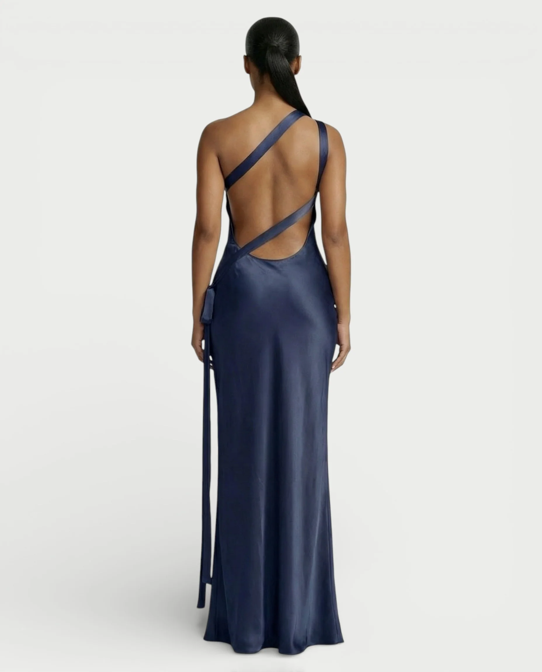 SELENE One-Shoulder Strap Satin Maxi Dress - Image 7
