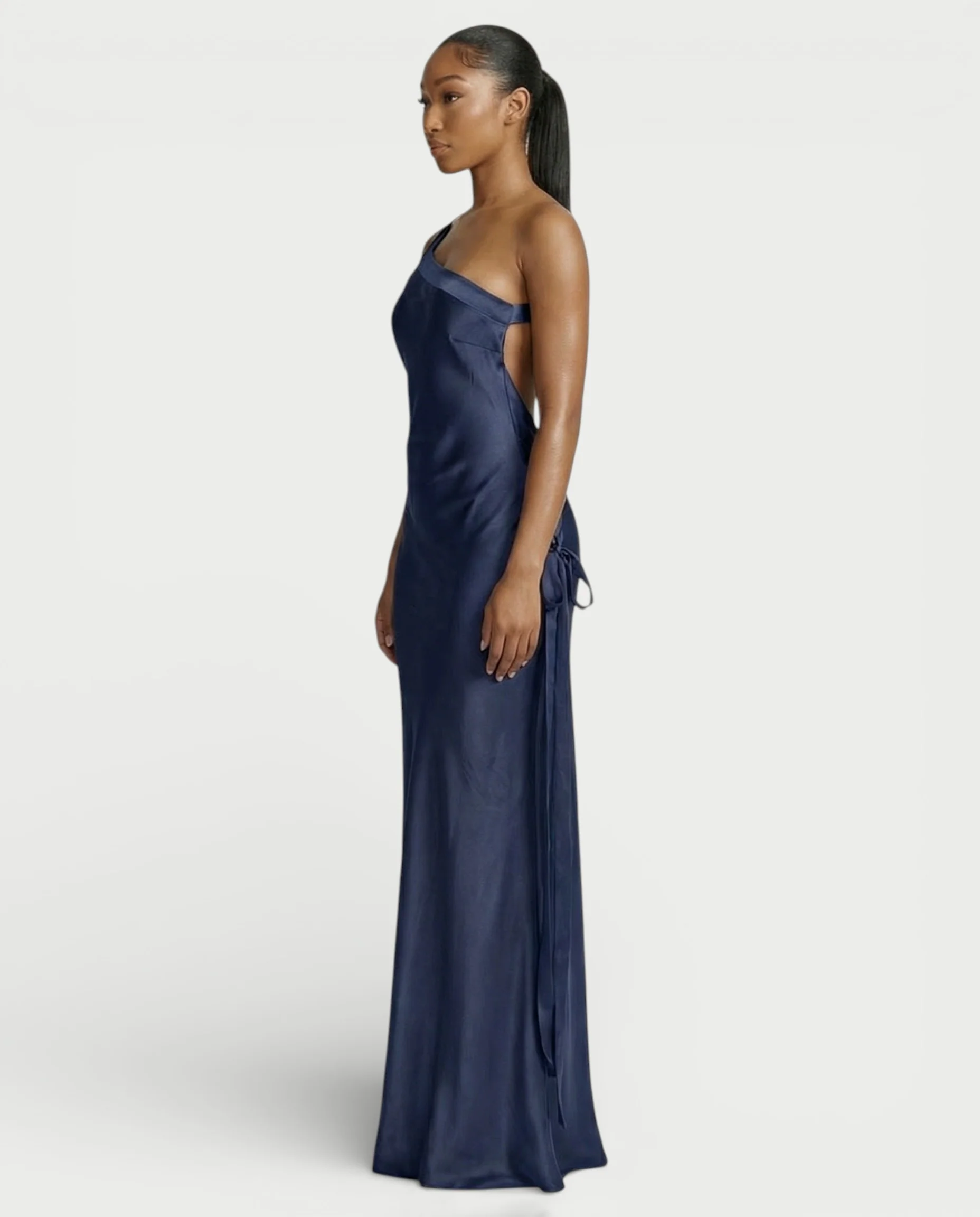 SELENE One-Shoulder Strap Satin Maxi Dress - Image 8