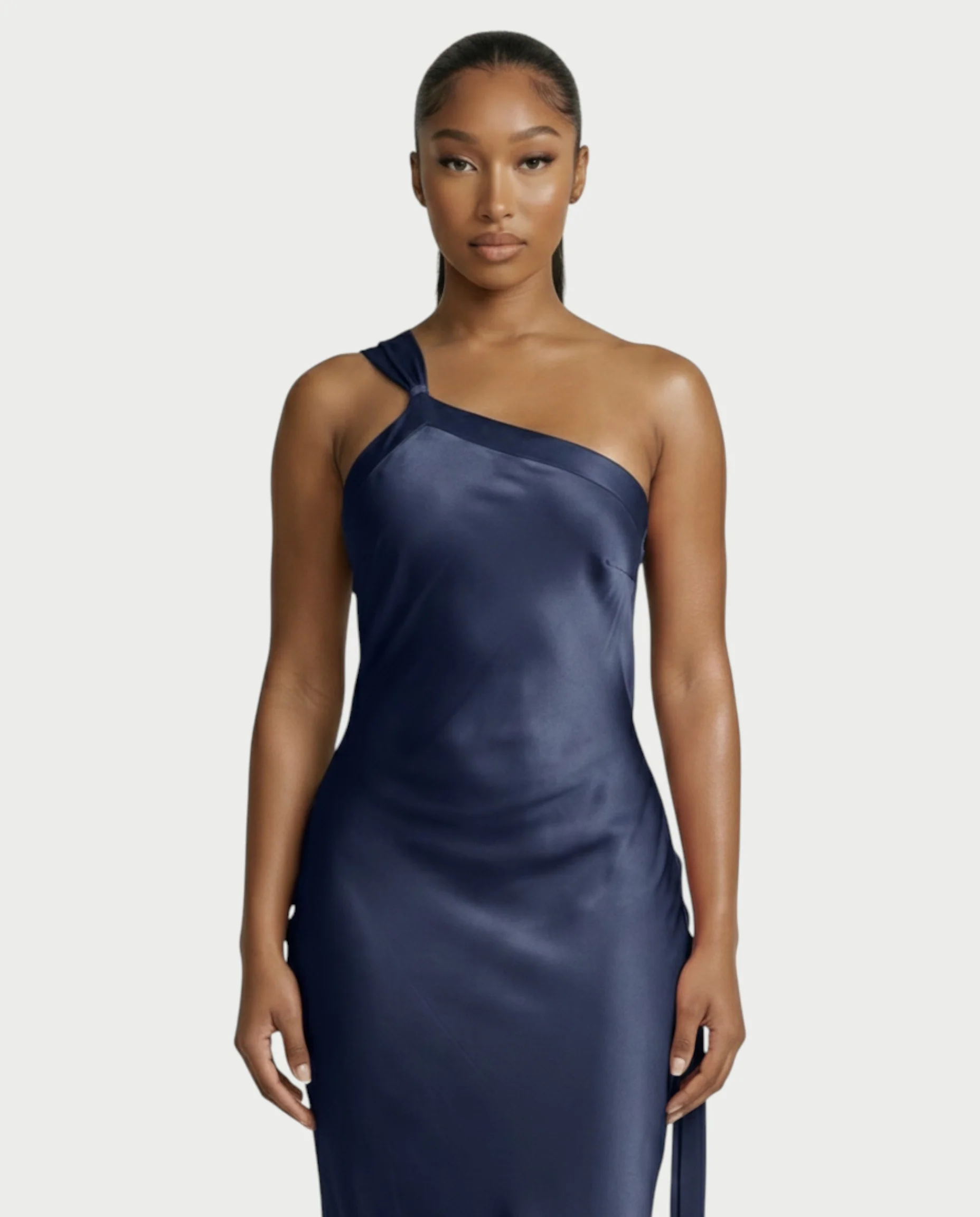 SELENE One-Shoulder Strap Satin Maxi Dress - Image 9