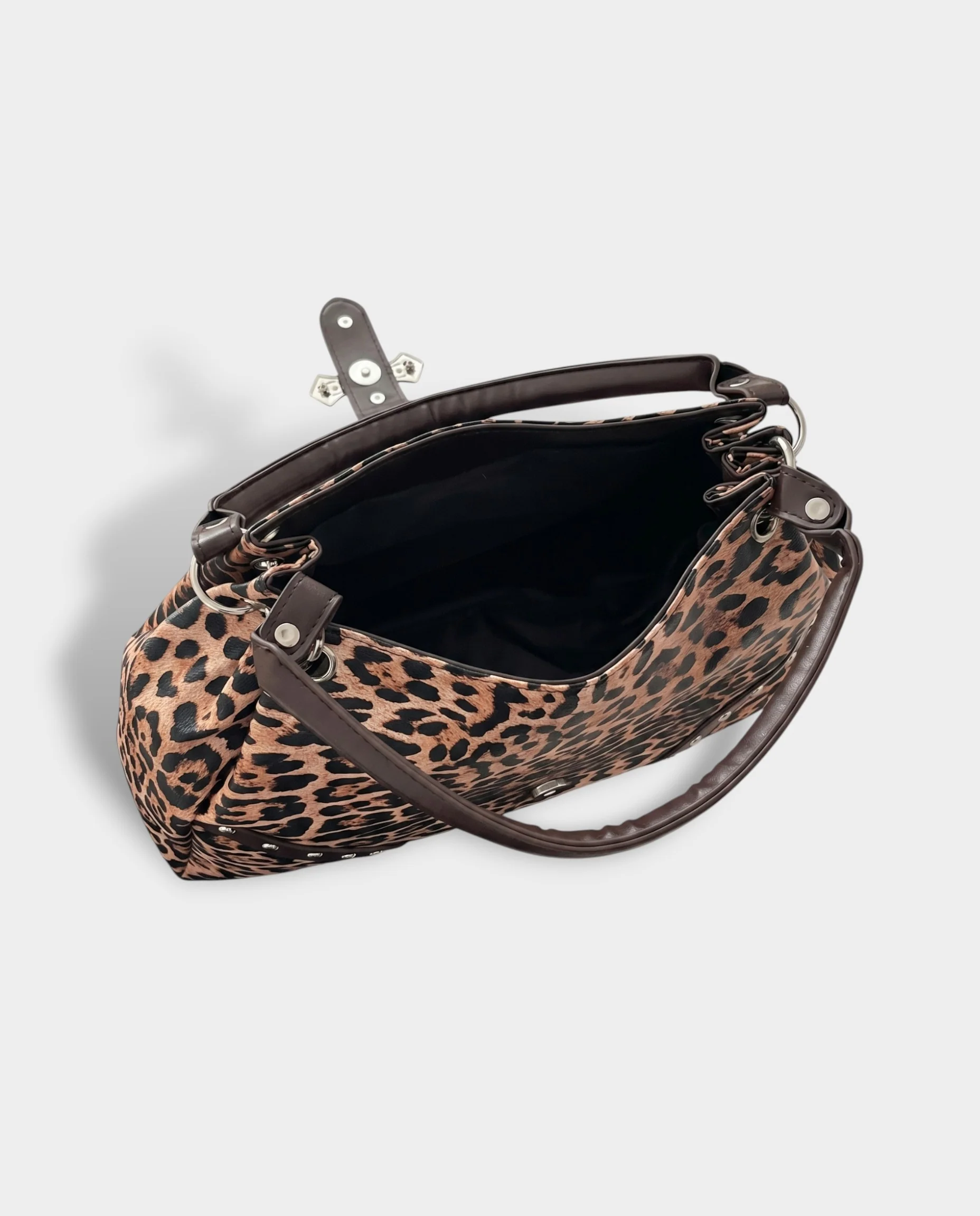SENIA Leopard Rhinestone Cross Detail Handbag - Image 2