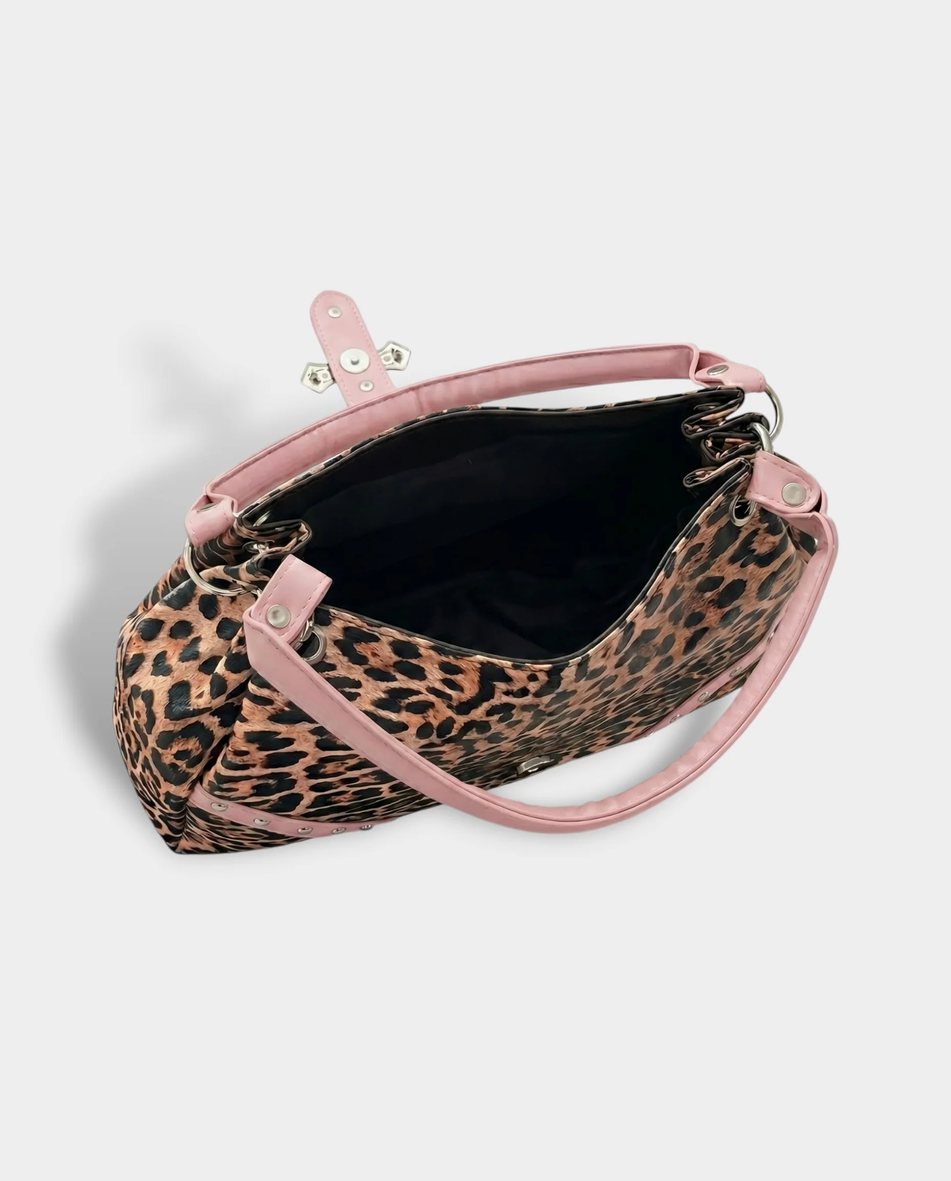 SENIA Leopard Rhinestone Cross Detail Handbag - Image 5