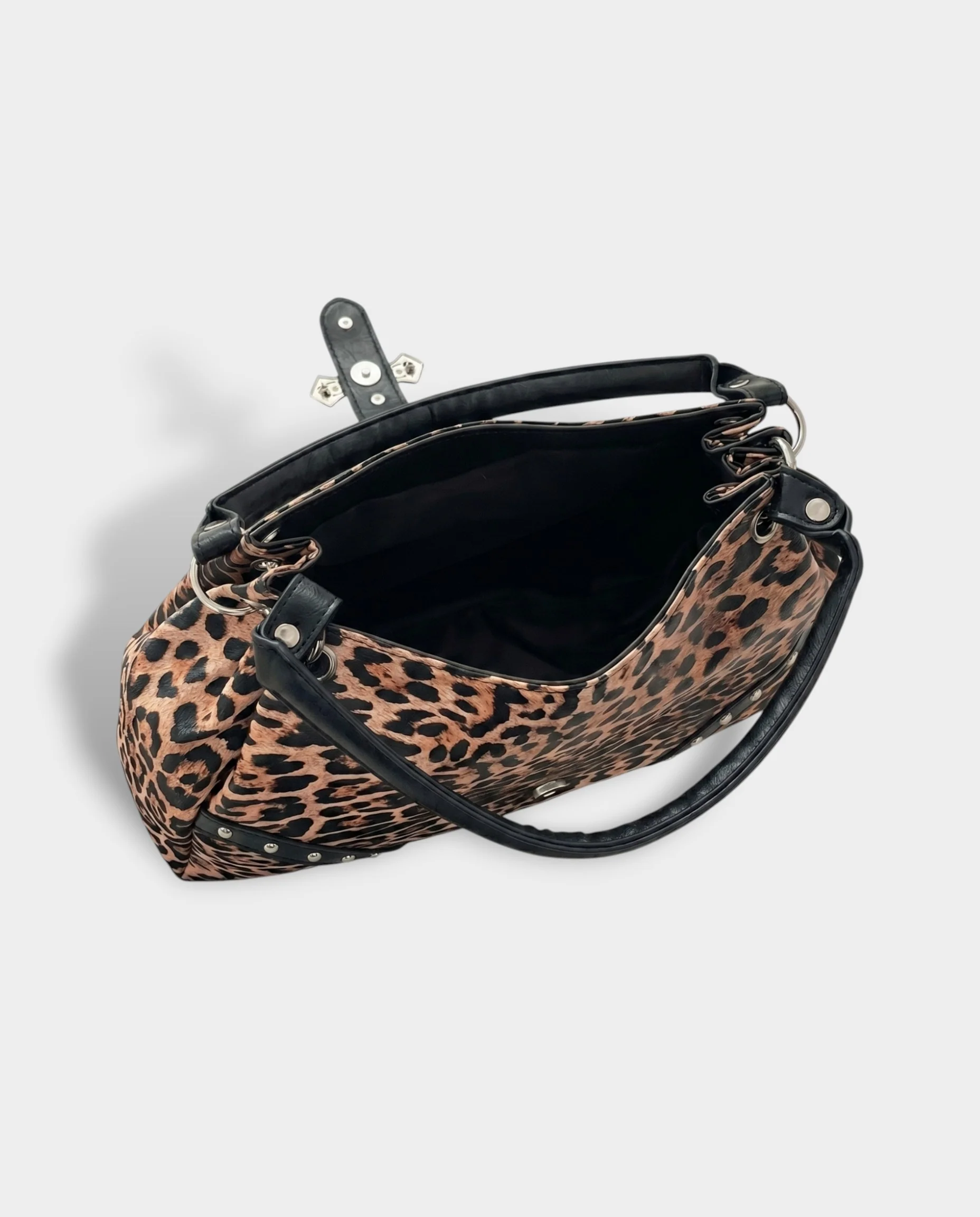 SENIA Leopard Rhinestone Cross Detail Handbag - Image 7