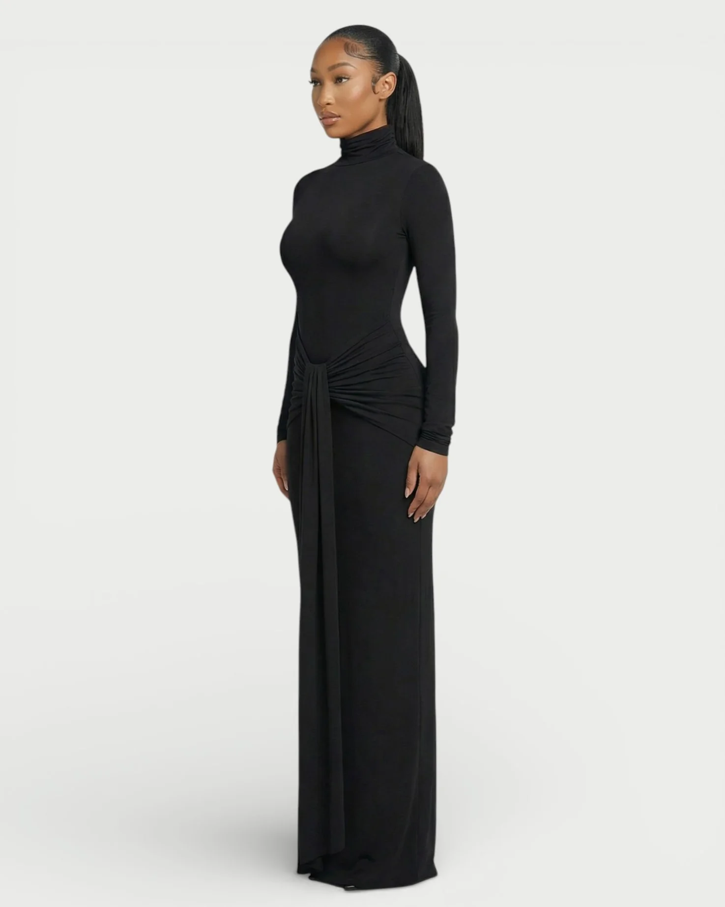 SERAYA Turtleneck Long-Sleeve Maxi Dress - Image 8