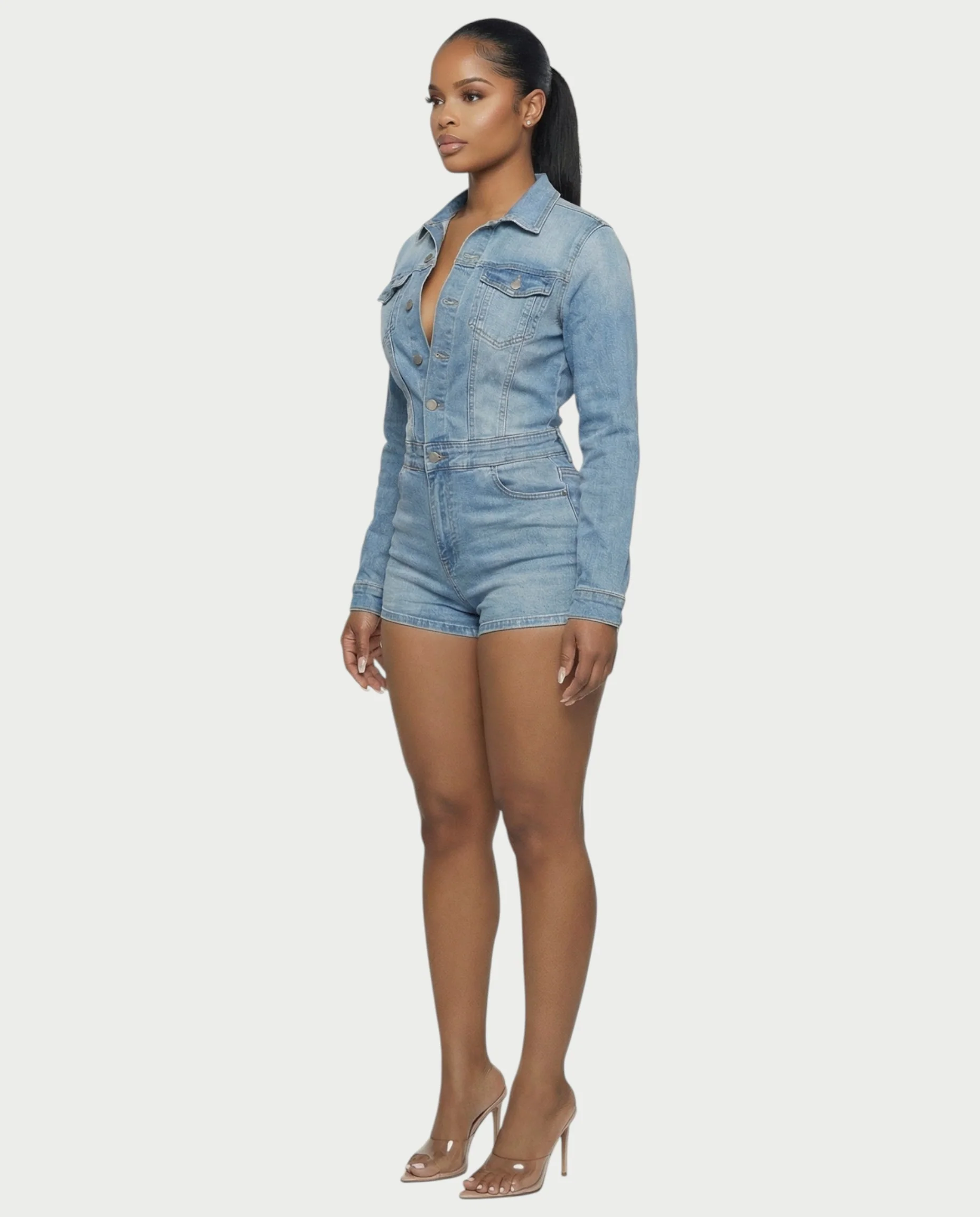 SHANTE Denim Romper - Image 3
