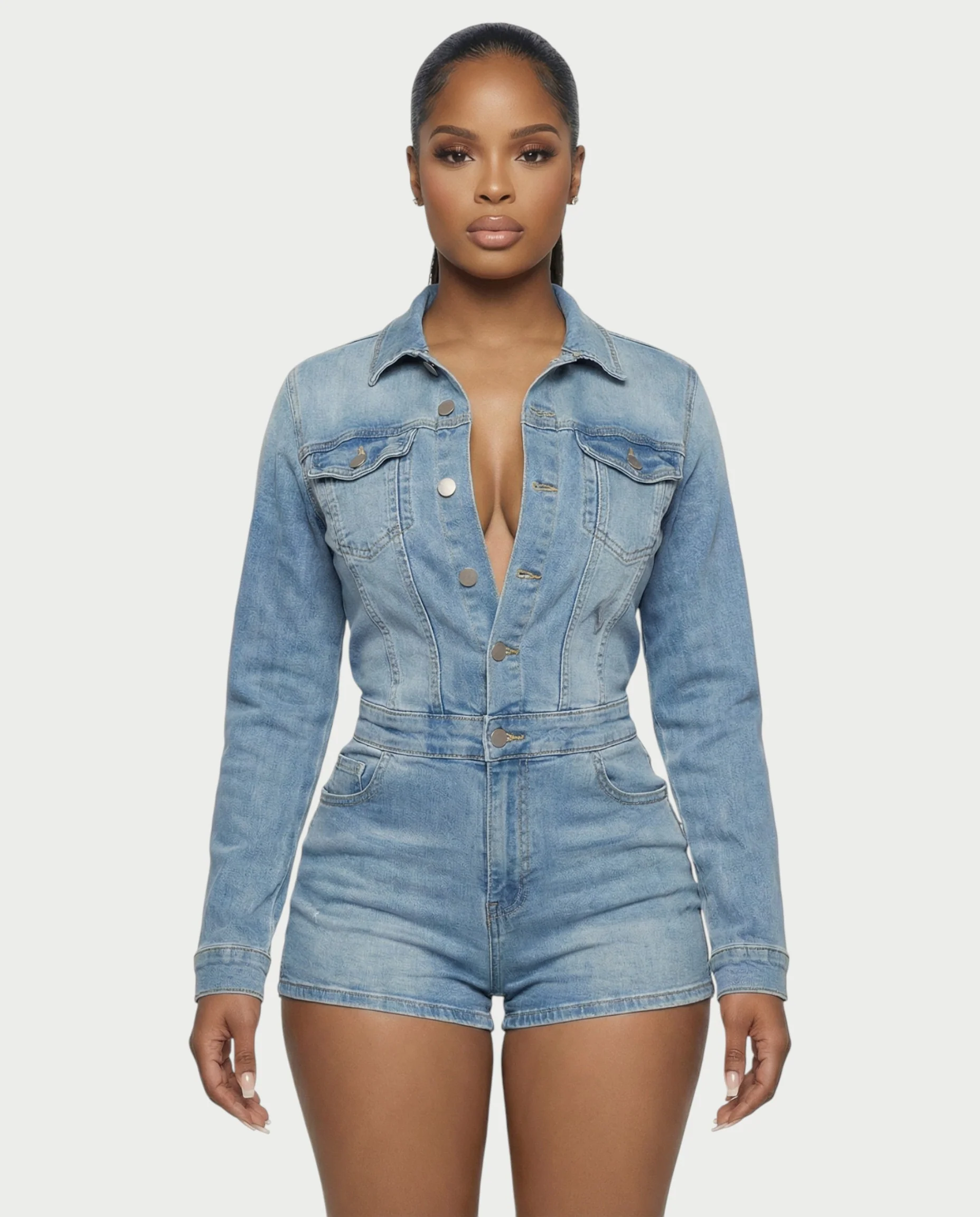 SHANTE Denim Romper - Image 4