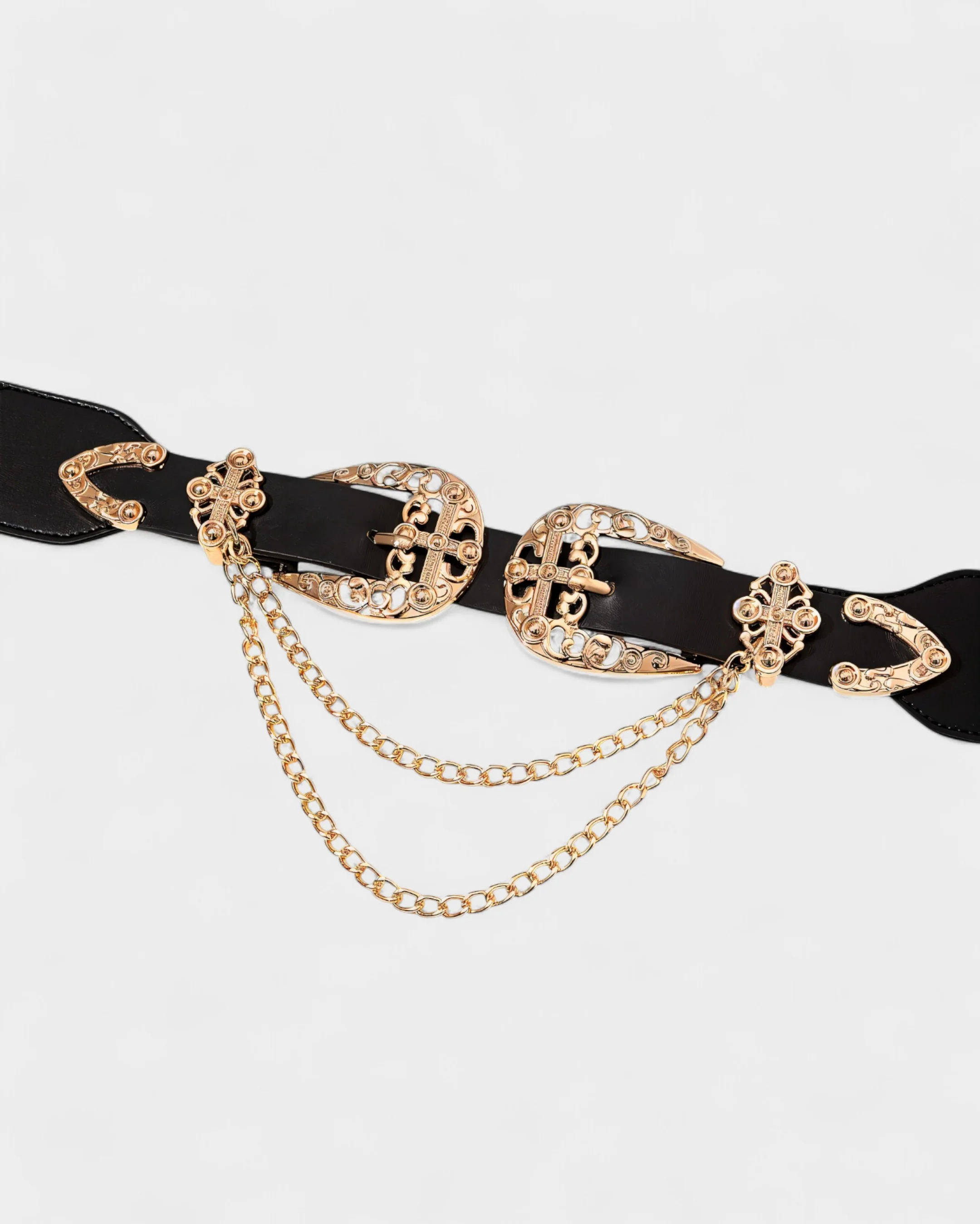 SHARLA Double Buckle Chain Wide Belt - Image 2