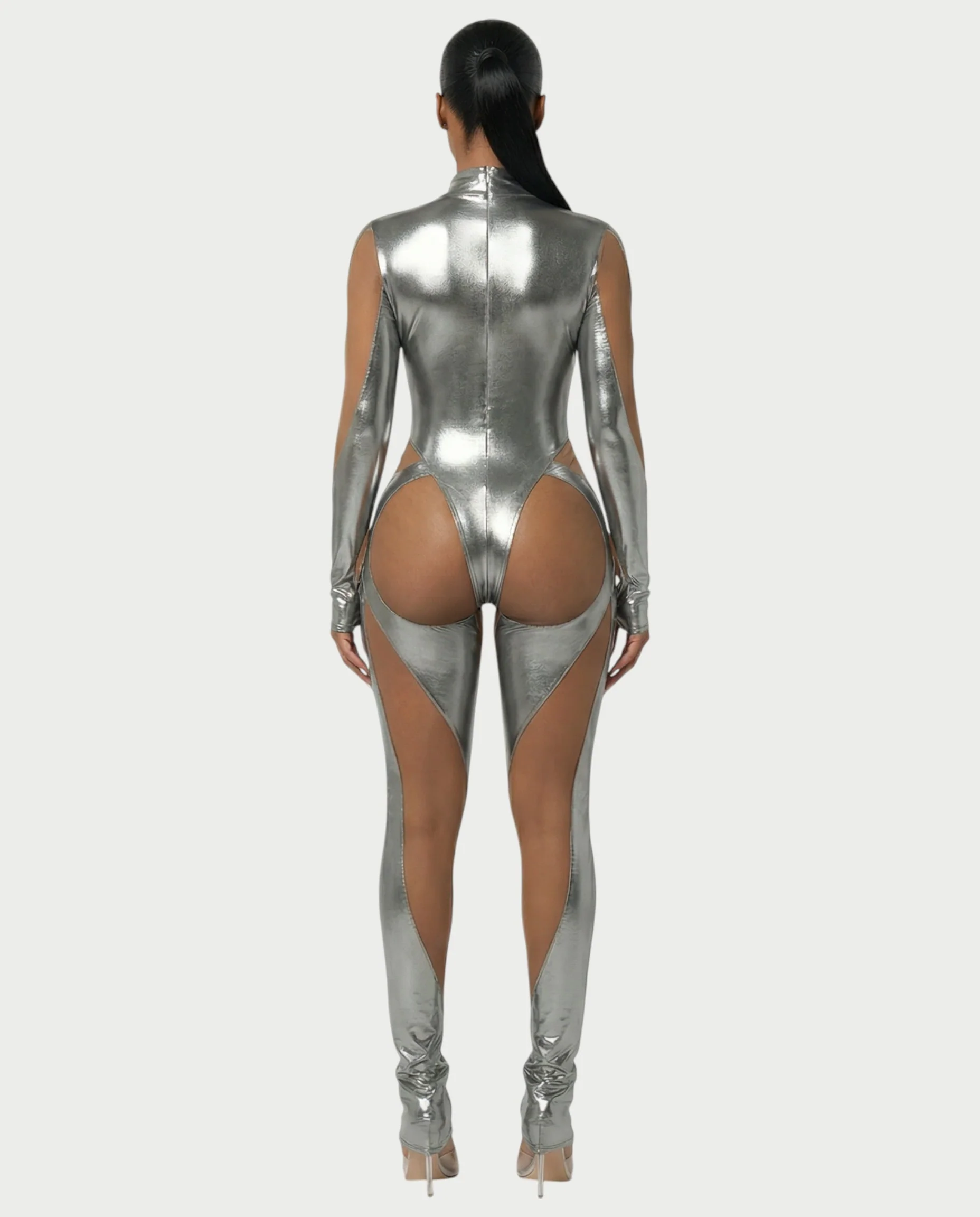 SHAYA Mesh & Metallic Cutout Jumpsuit - Image 2