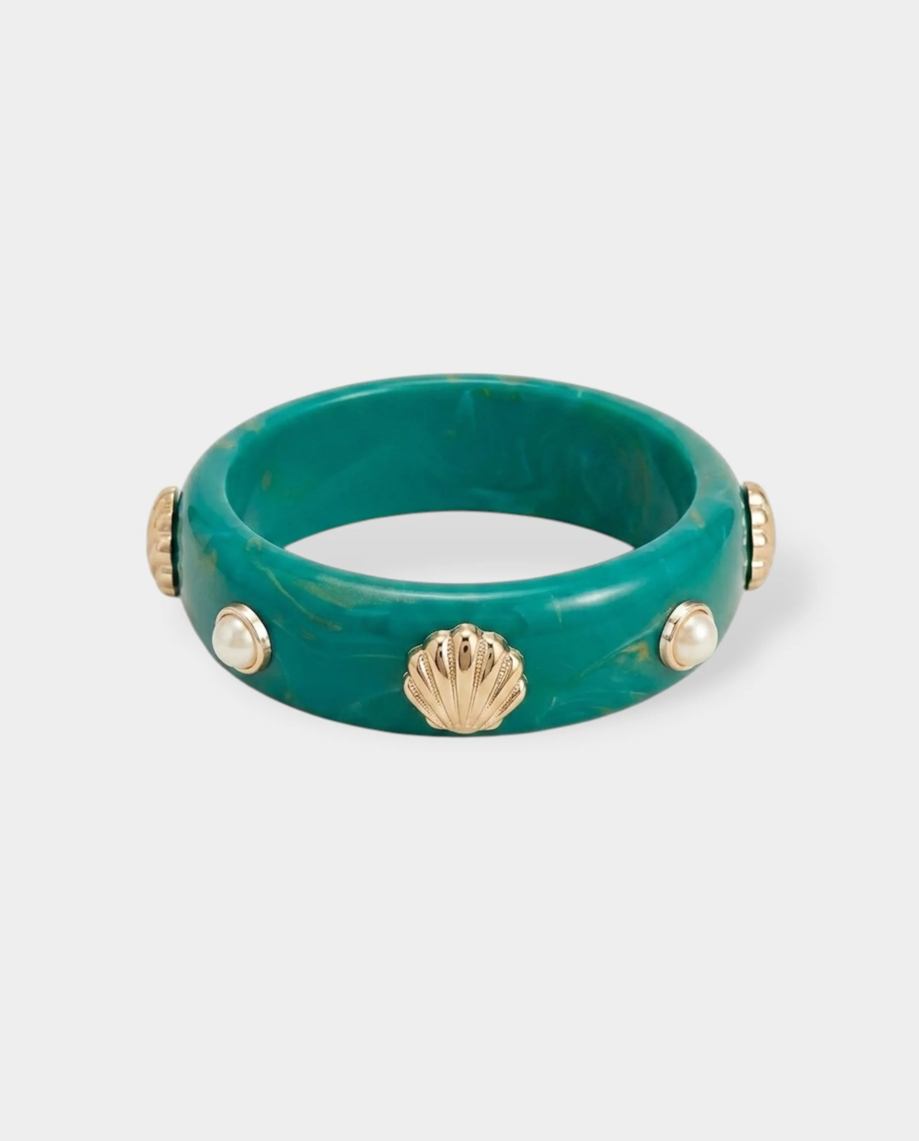Shell & Pearl Resin Bangle Bracelet - Image 2