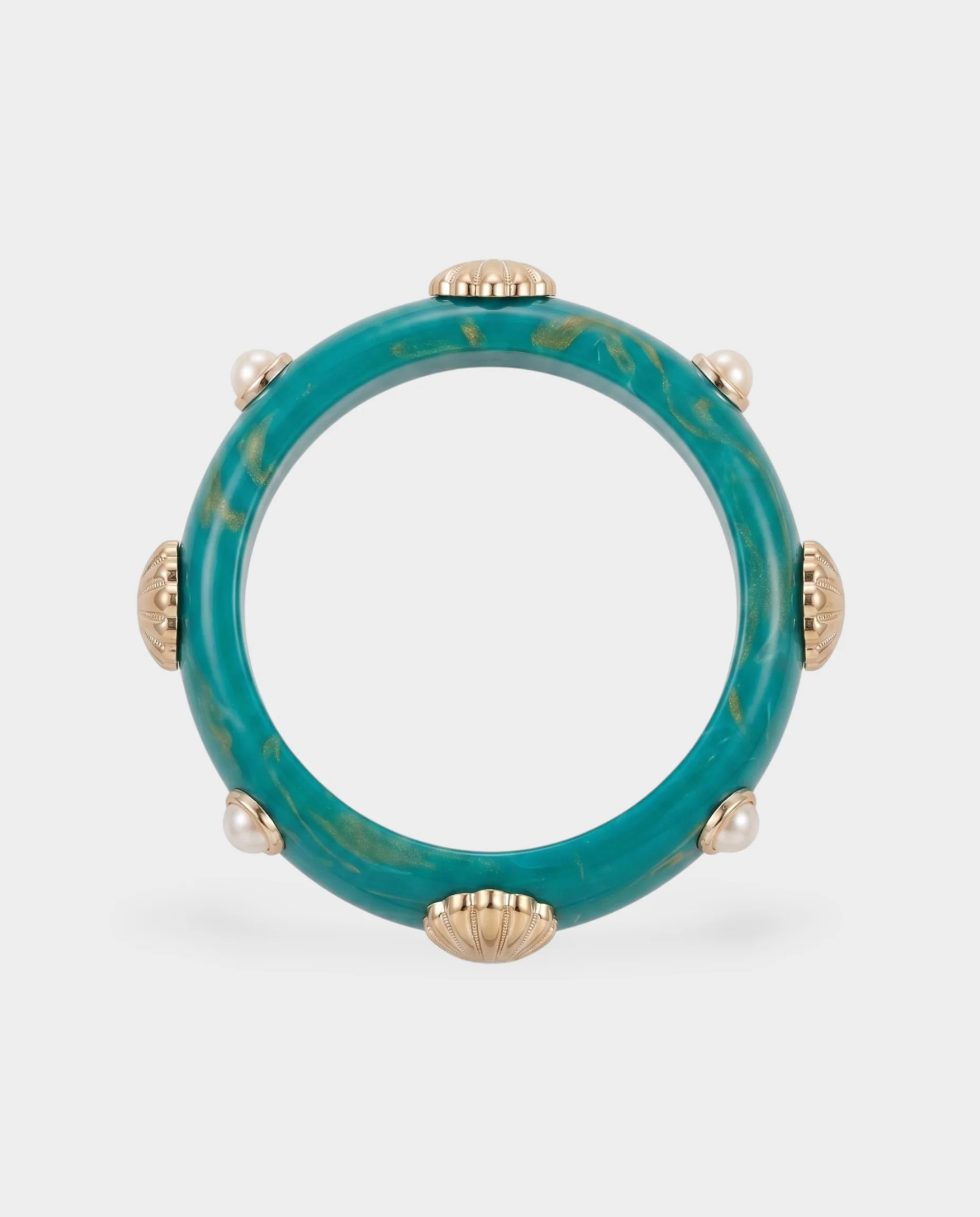 Shell & Pearl Resin Bangle Bracelet - Image 3