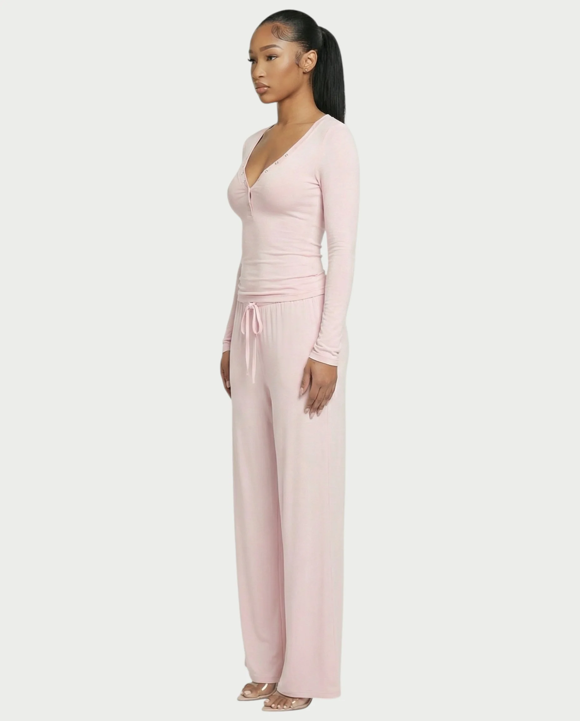 Snap Button Top & Drawstring Pant Set - Image 3