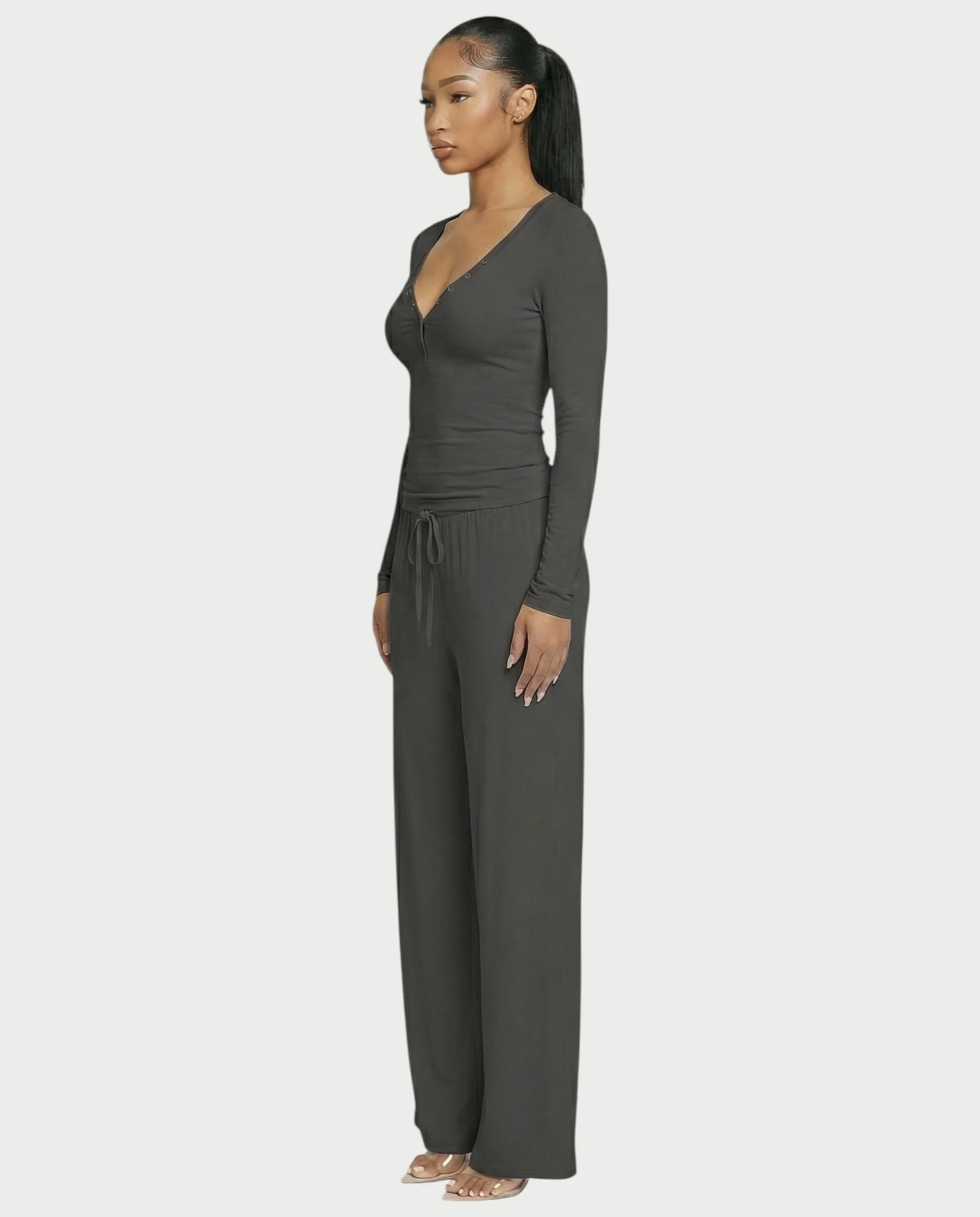 Snap Button Top & Drawstring Pant Set - Image 8