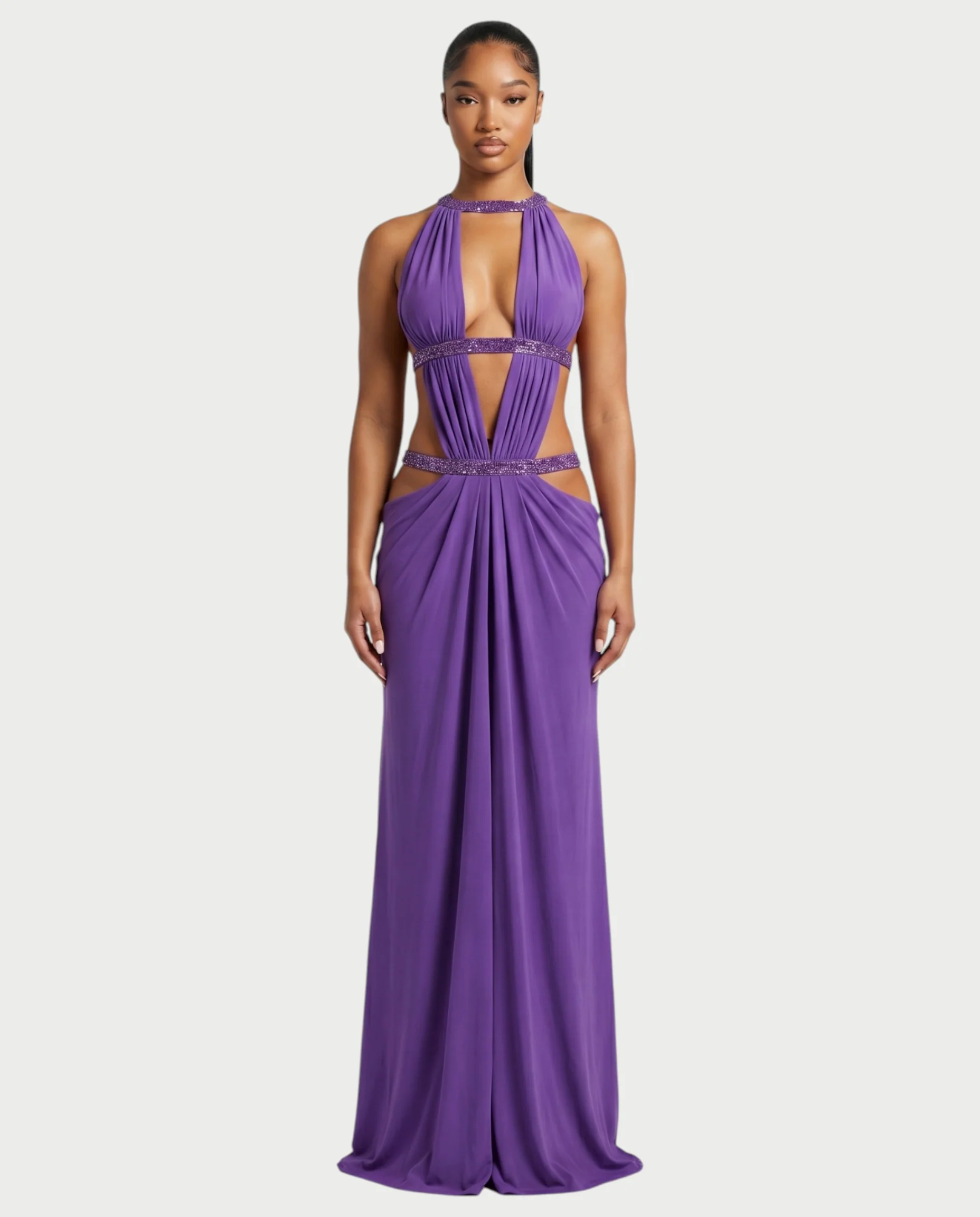 SOLEYA Cutout Halter Maxi Dress