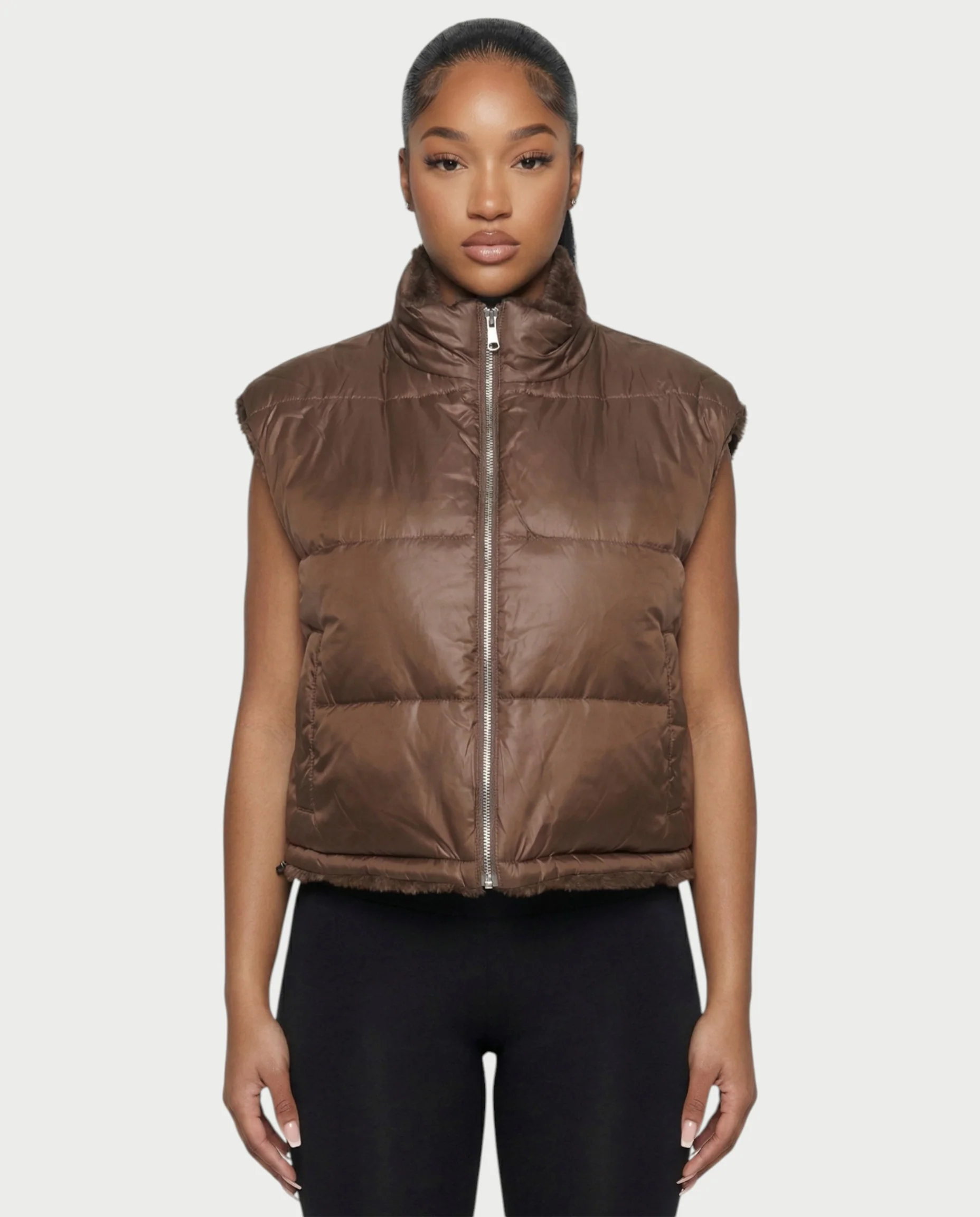 SONEYA Reversible Faux-Fur Puffer Vest - Image 6