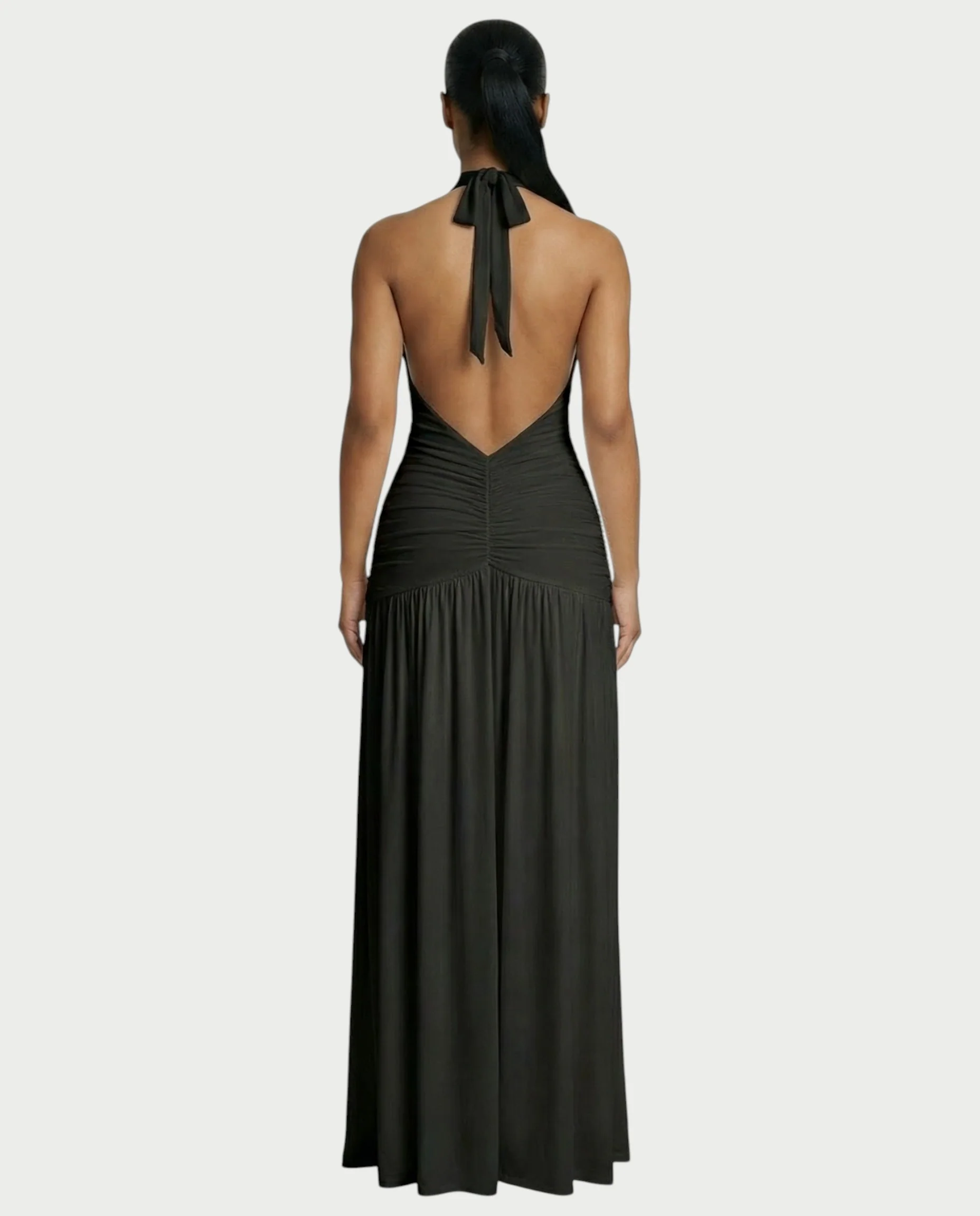 SORAYA Backless Halter Plunge Maxi Dress - Image 7