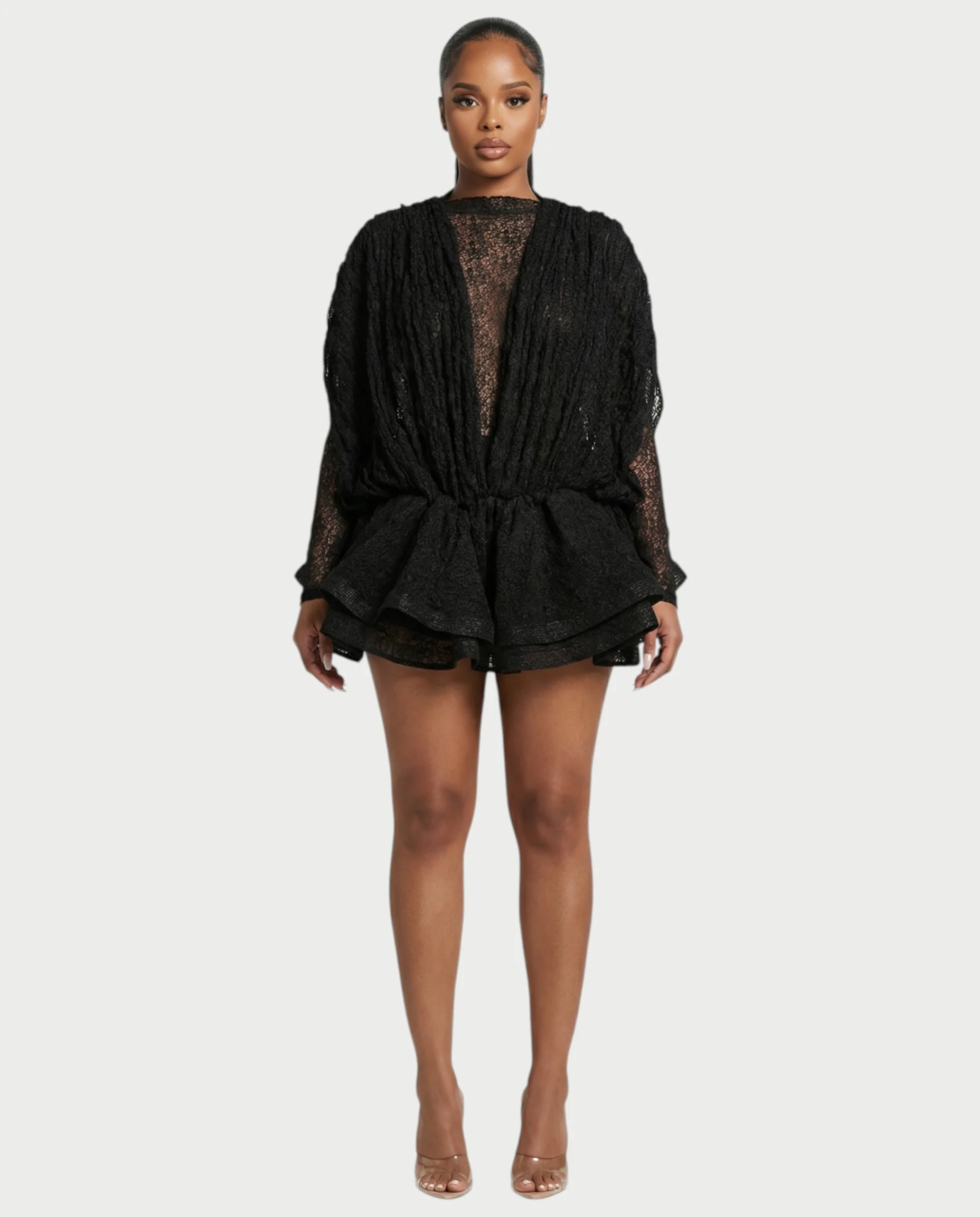 SORYA Lace Long Sleeve Mini Dress