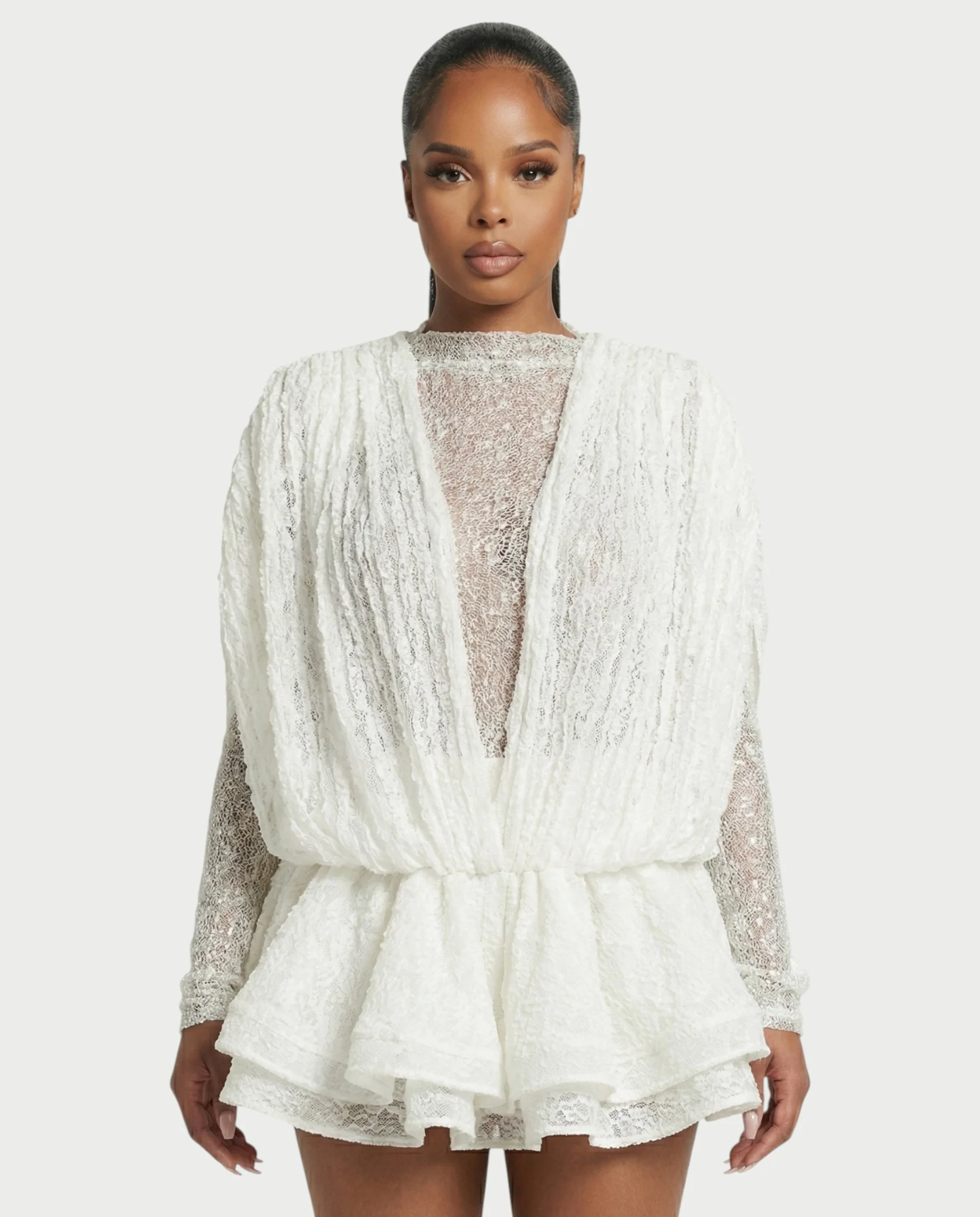 SORYA Lace Long Sleeve Mini Dress - Image 10