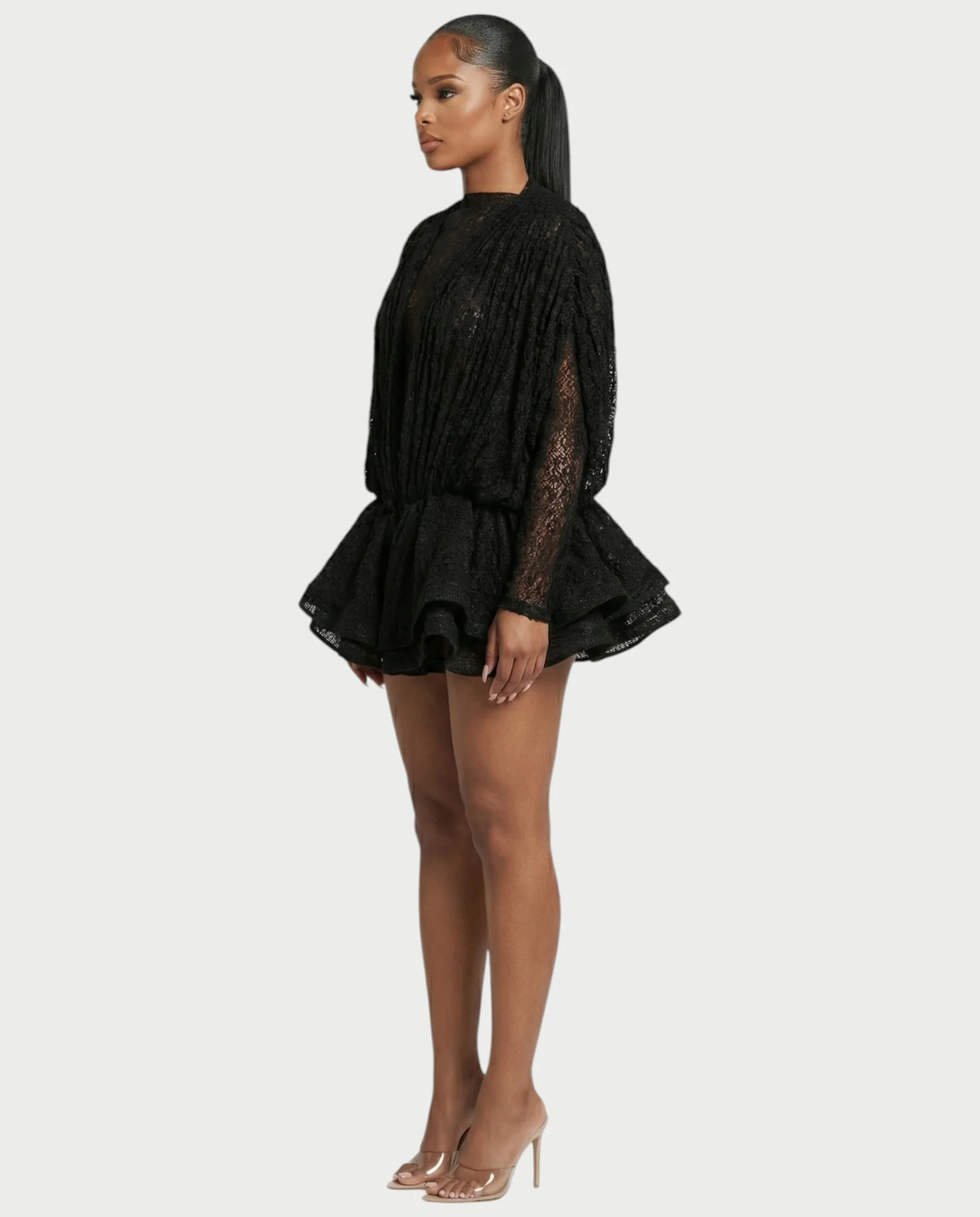 SORYA Lace Long Sleeve Mini Dress - Image 3