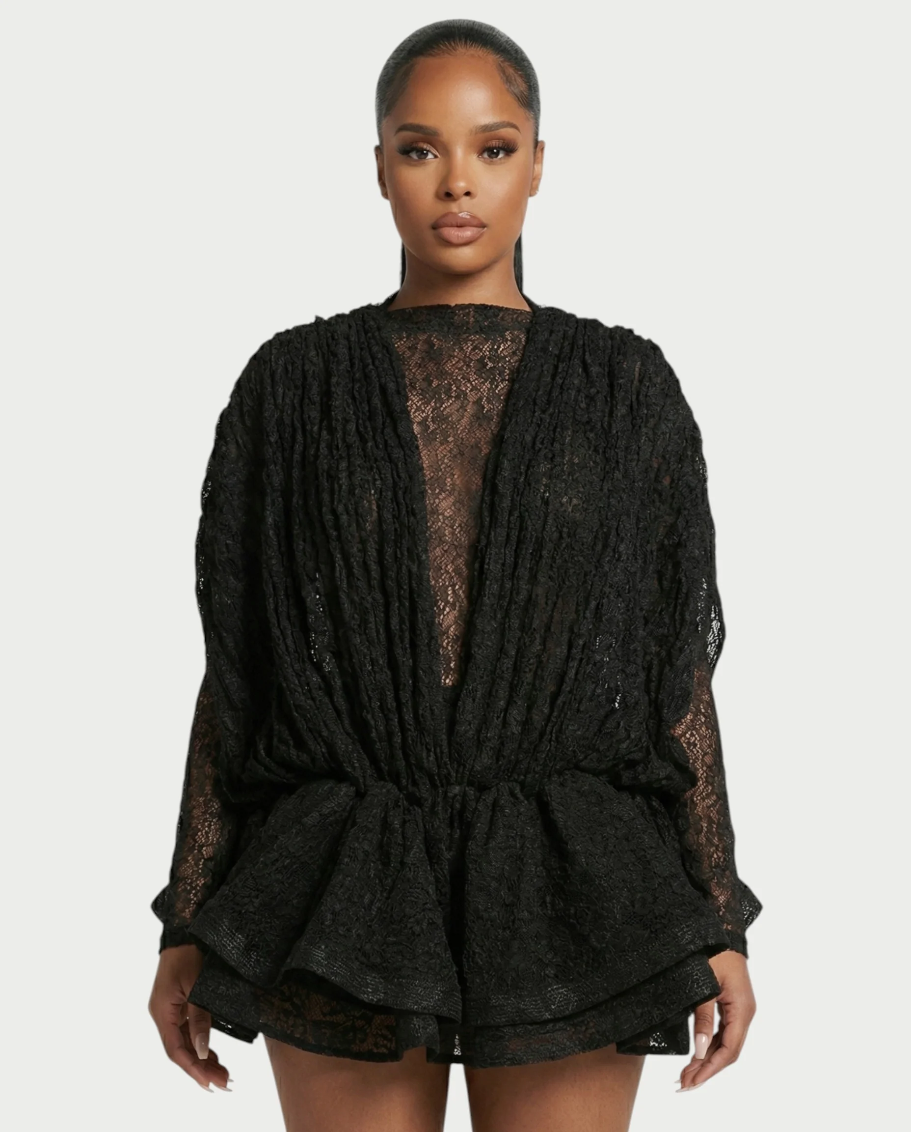 SORYA Lace Long Sleeve Mini Dress - Image 4