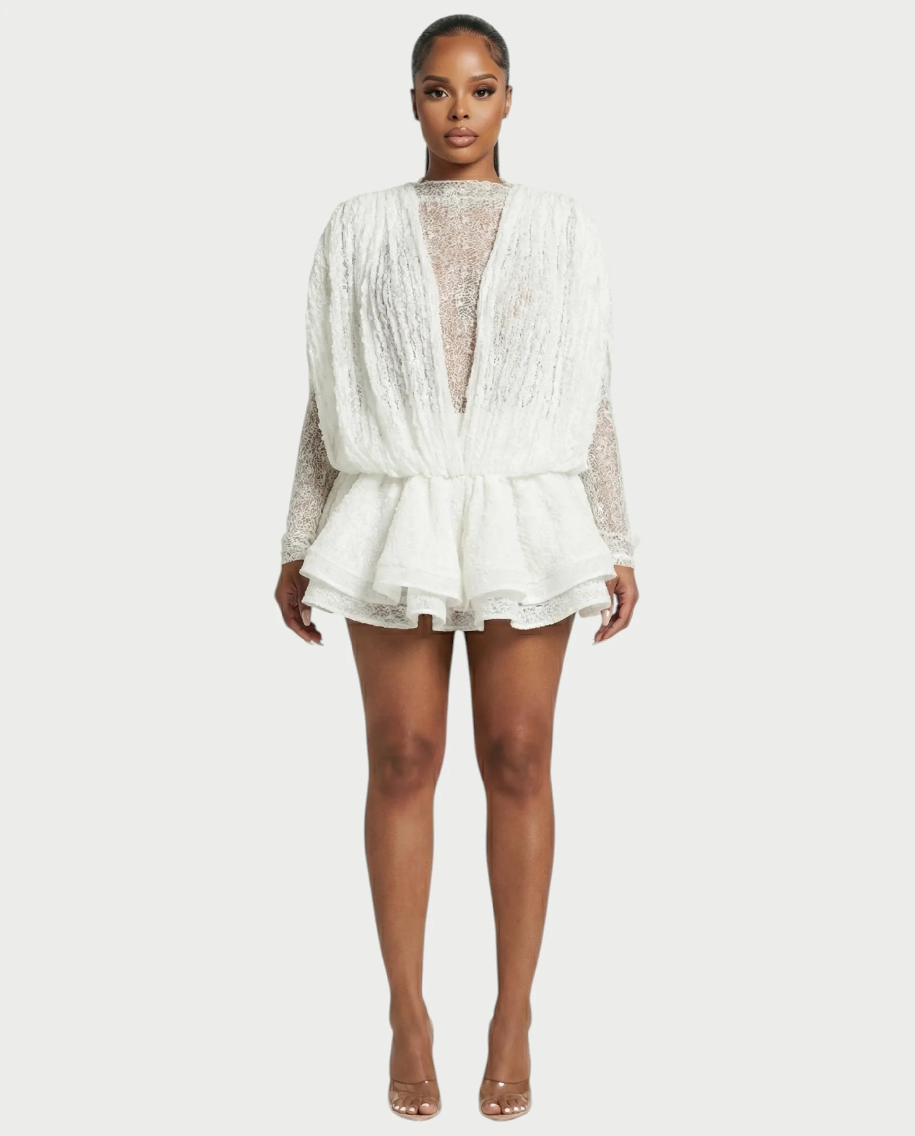 SORYA Lace Long Sleeve Mini Dress - Image 7