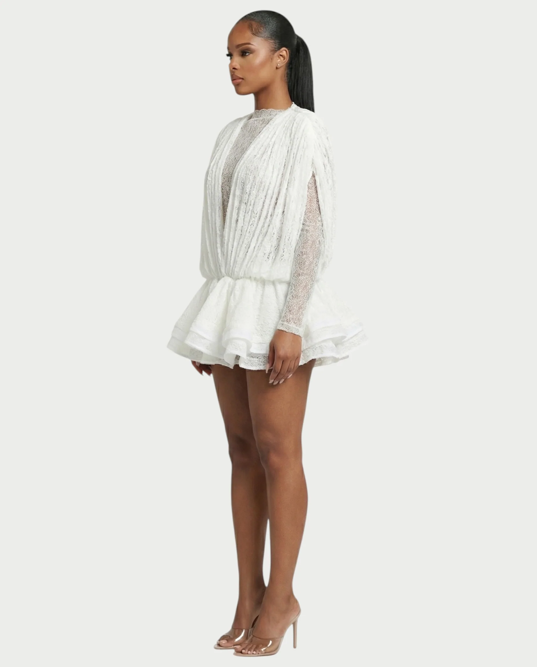SORYA Lace Long Sleeve Mini Dress - Image 9