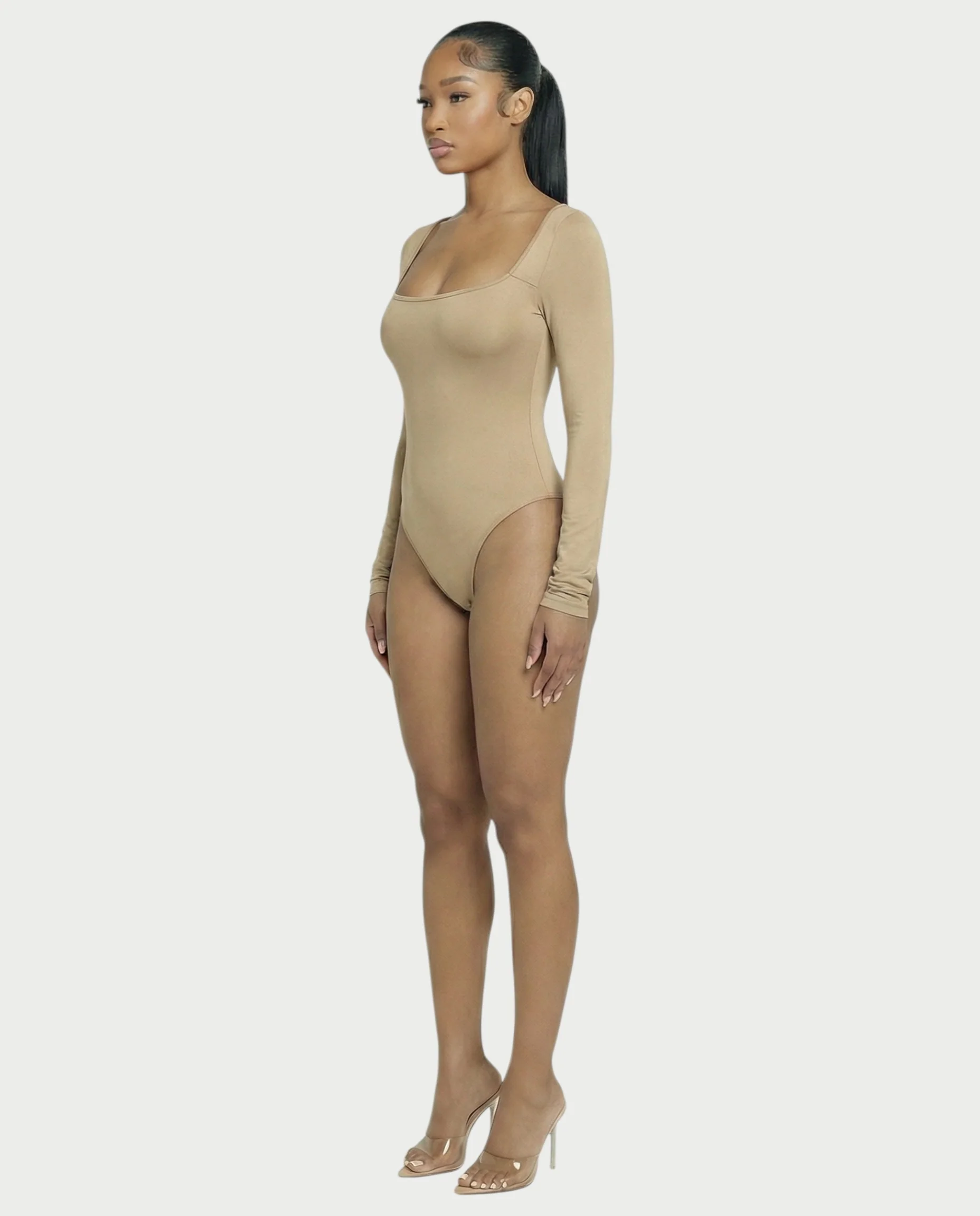 Square Neck Long Sleeve Bodysuit - Image 3
