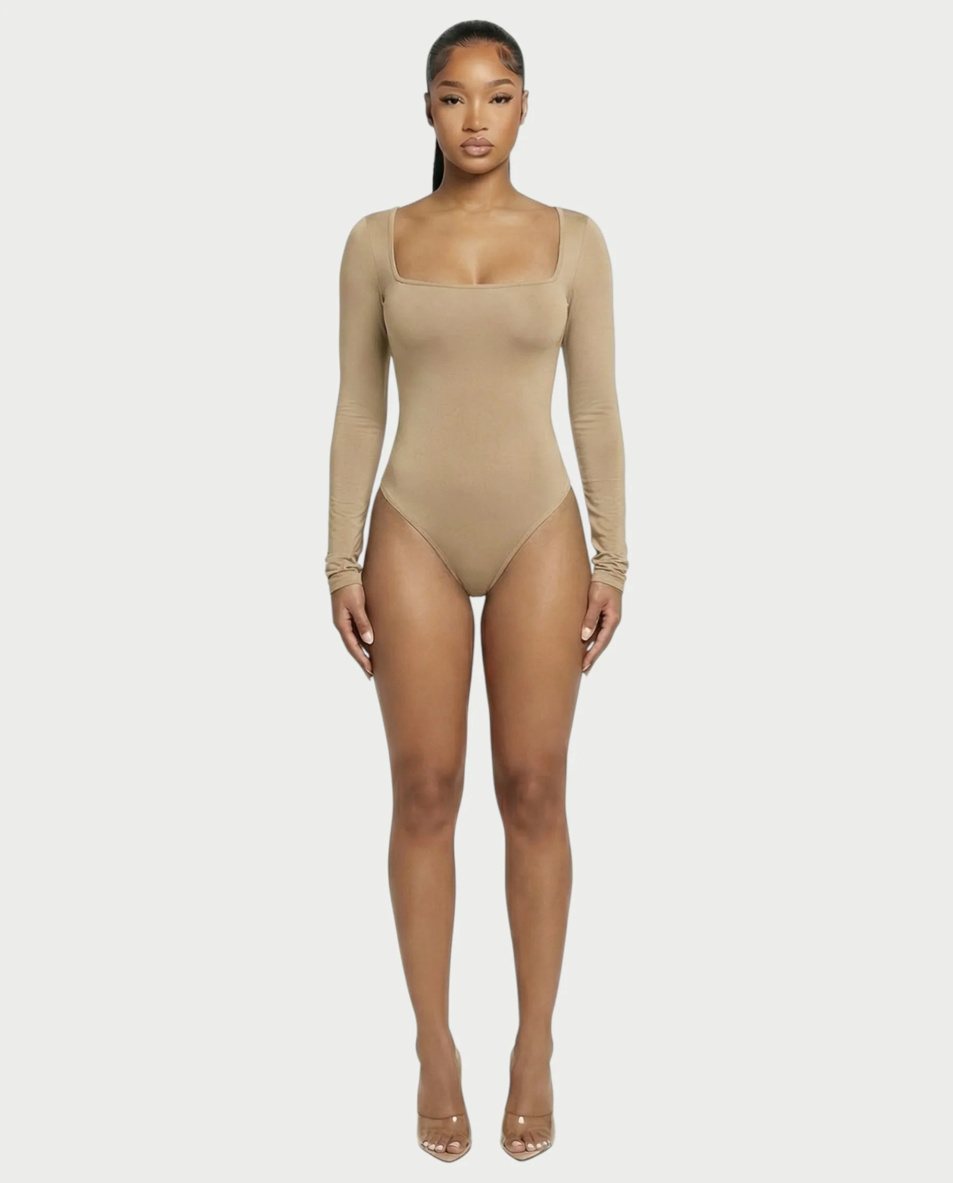 Square Neck Long Sleeve Bodysuit - Image 4
