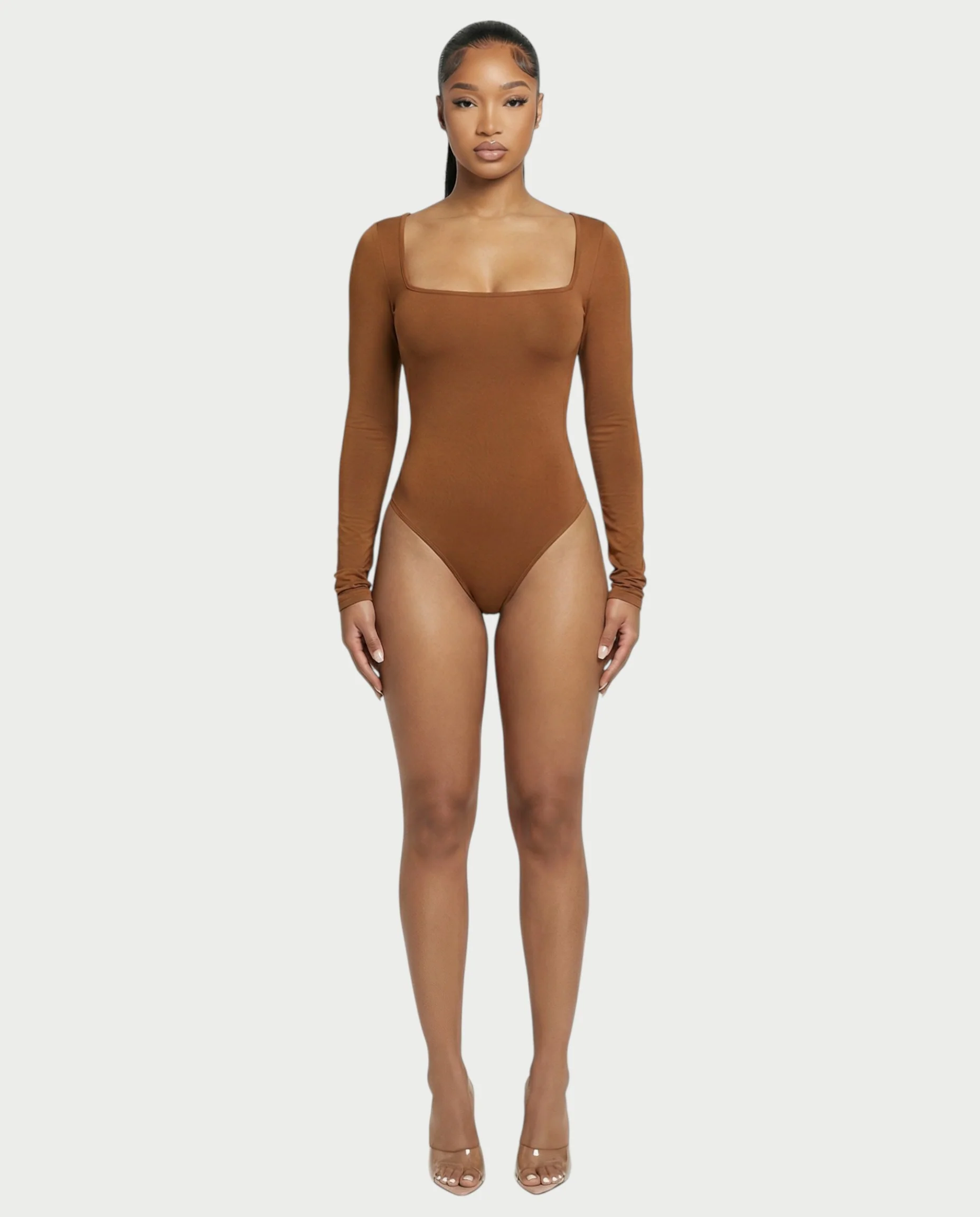 Square Neck Long Sleeve Bodysuit - Image 9