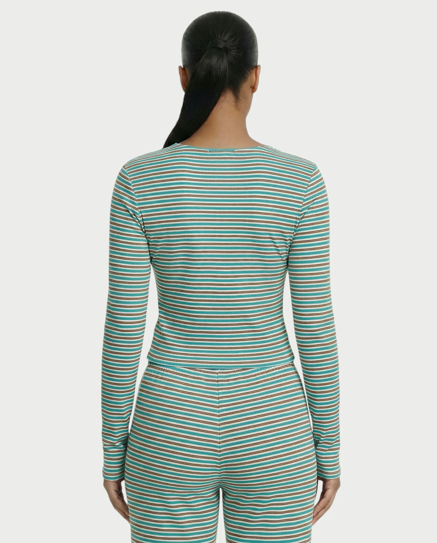 Striped Button Up Top & Drawstring Pants Set - Image 10