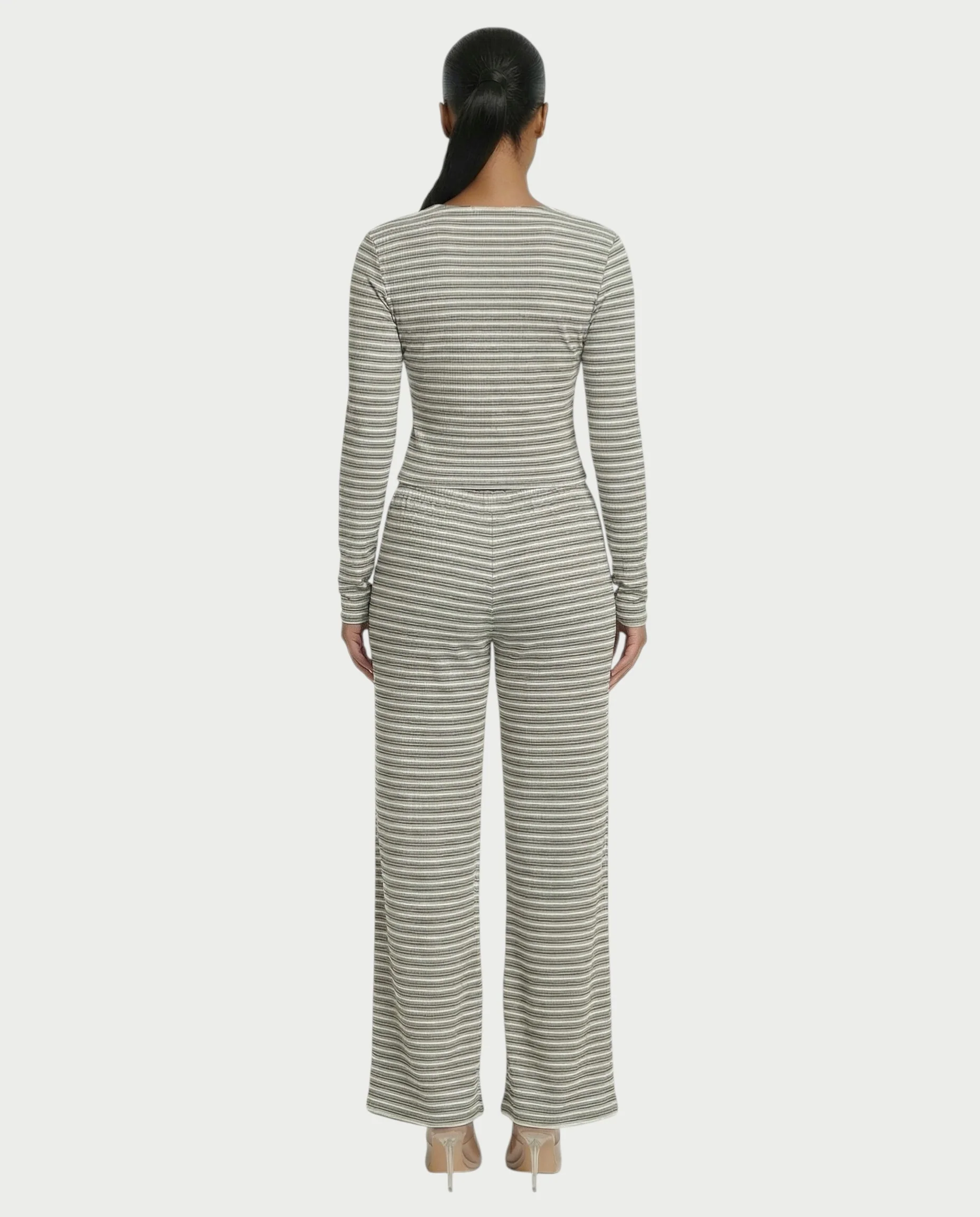 Striped Button Up Top & Drawstring Pants Set - Image 12