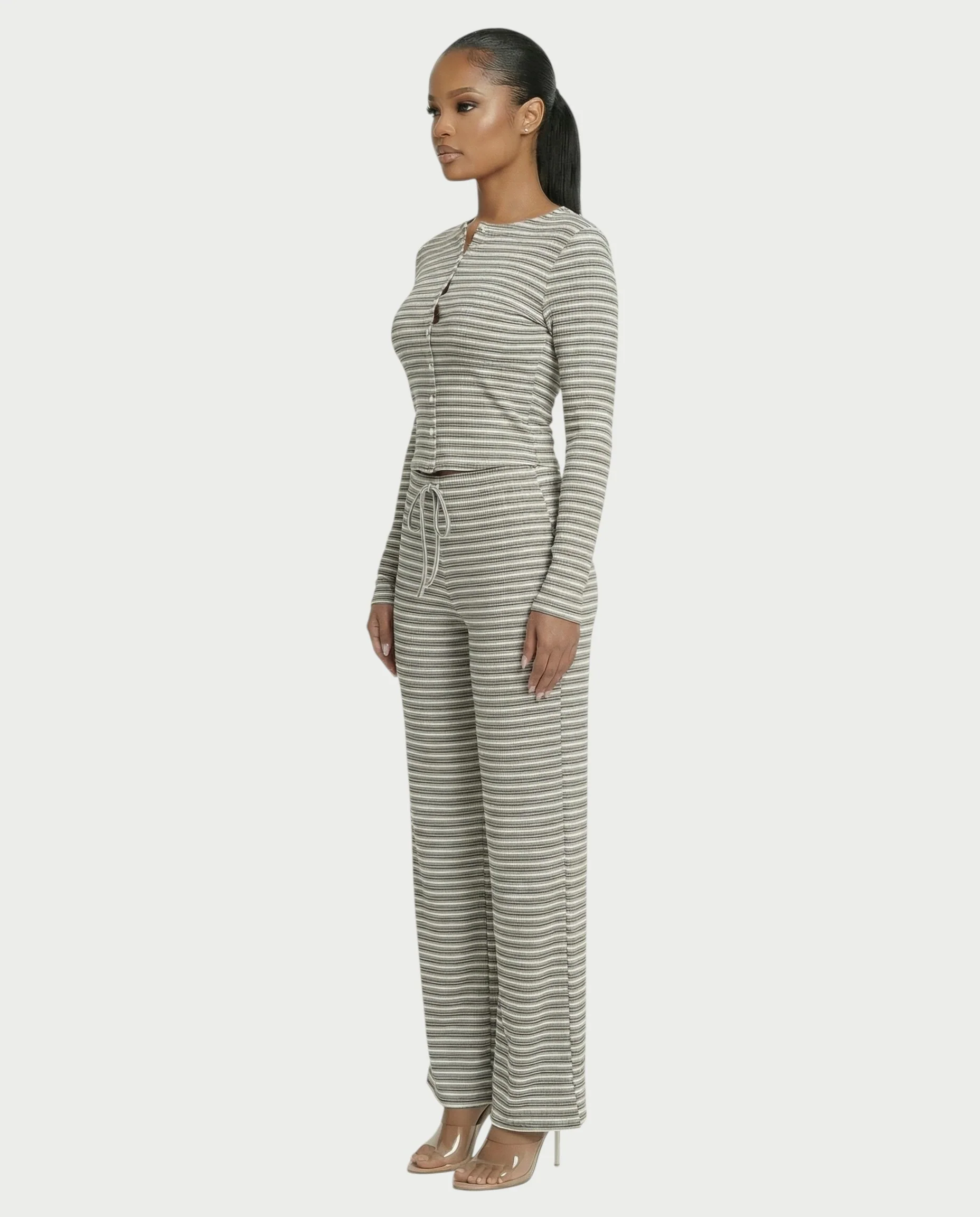 Striped Button Up Top & Drawstring Pants Set - Image 13