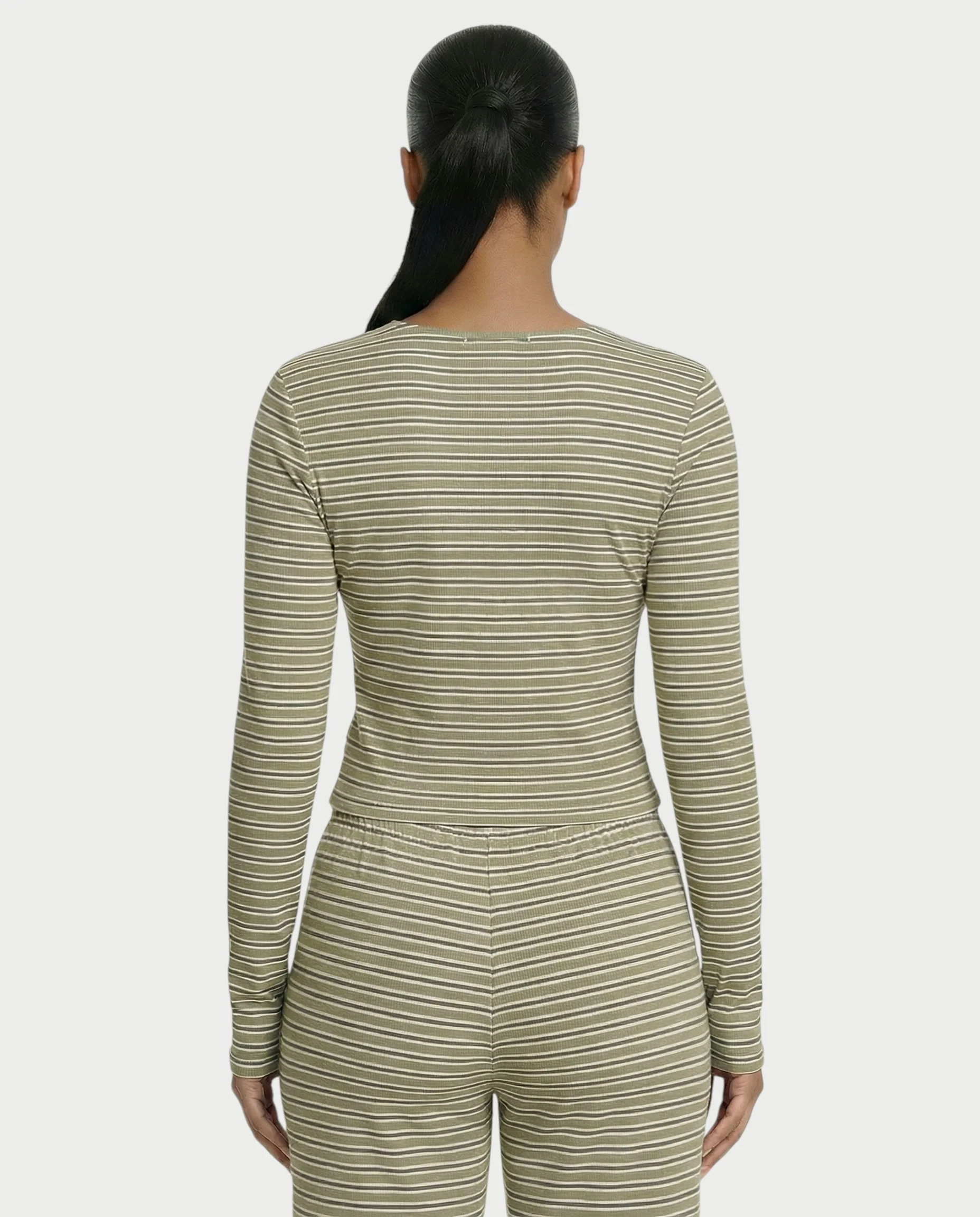 Striped Button Up Top & Drawstring Pants Set - Image 5