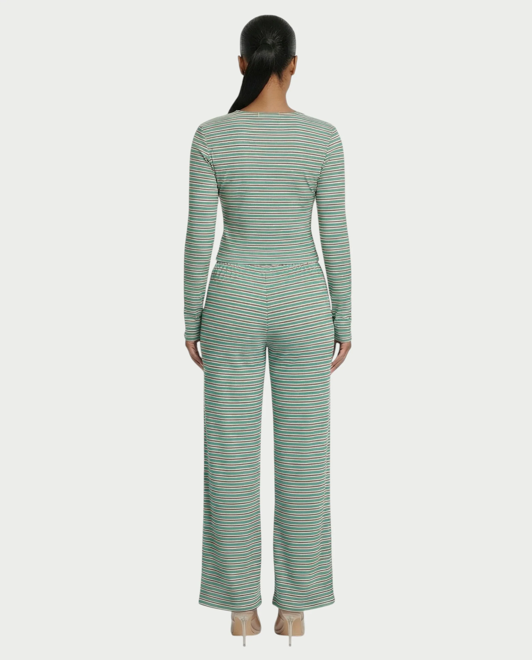 Striped Button Up Top & Drawstring Pants Set - Image 7