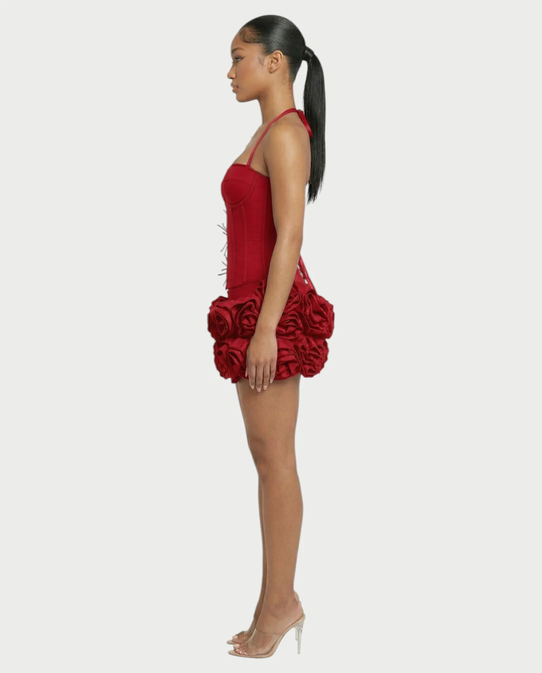 STUCY Floral Appliqué Corset & Mini Skirt Set - Image 13