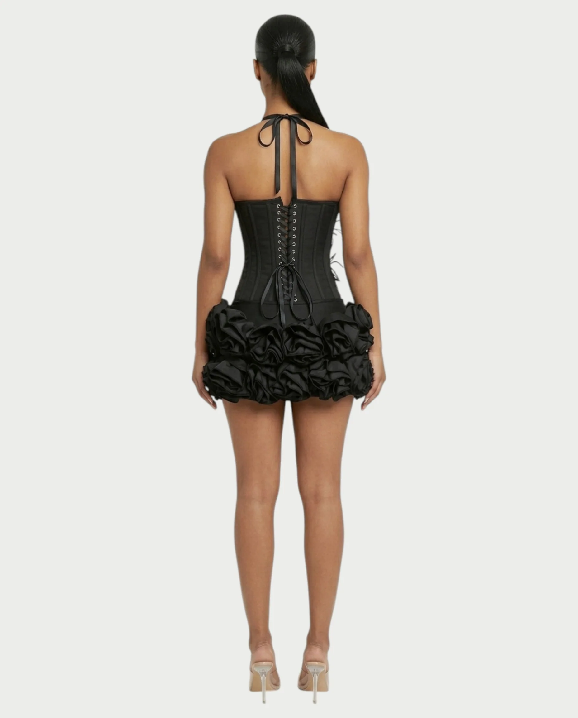 STUCY Floral Appliqué Corset & Mini Skirt Set - Image 2