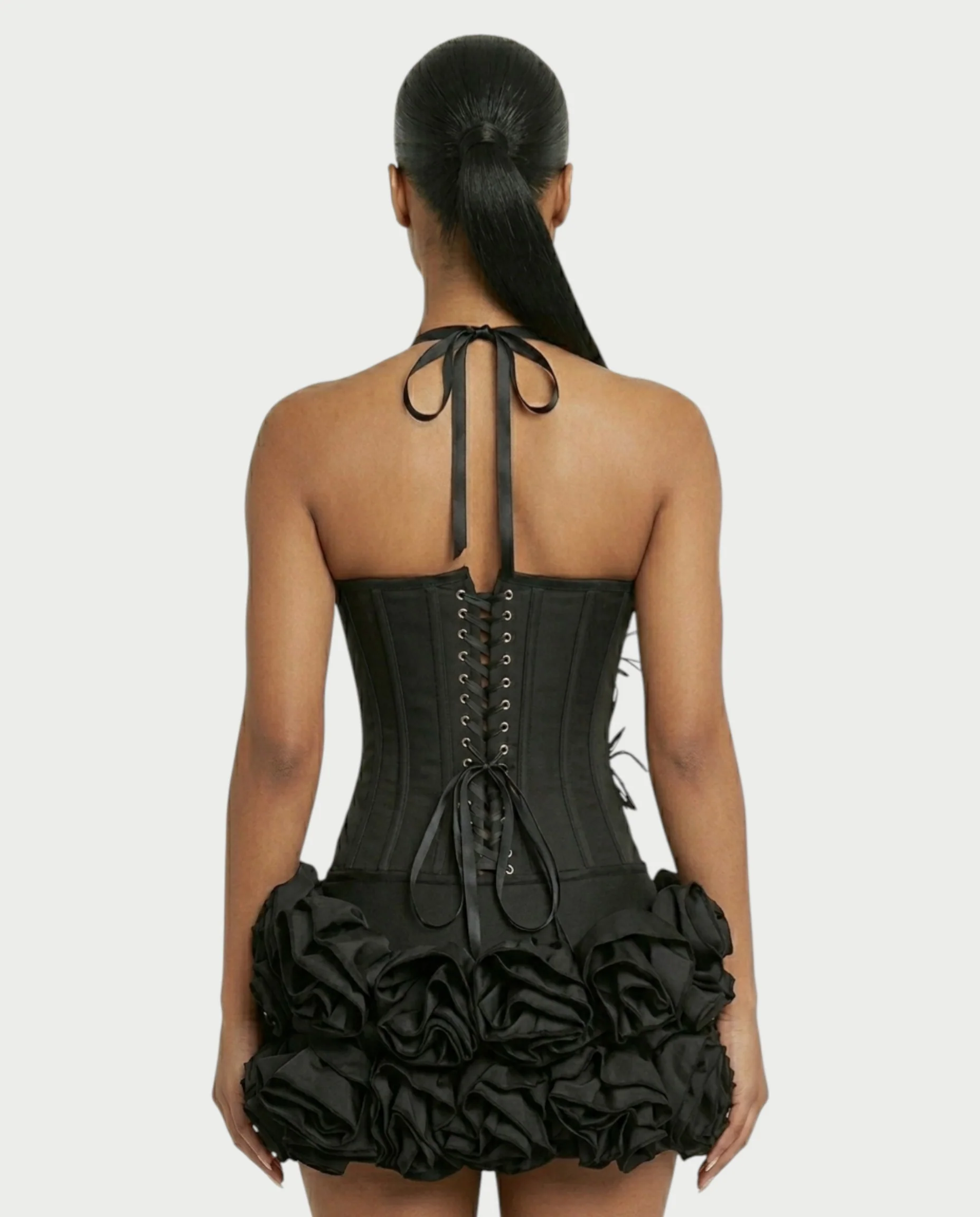 STUCY Floral Appliqué Corset & Mini Skirt Set - Image 5