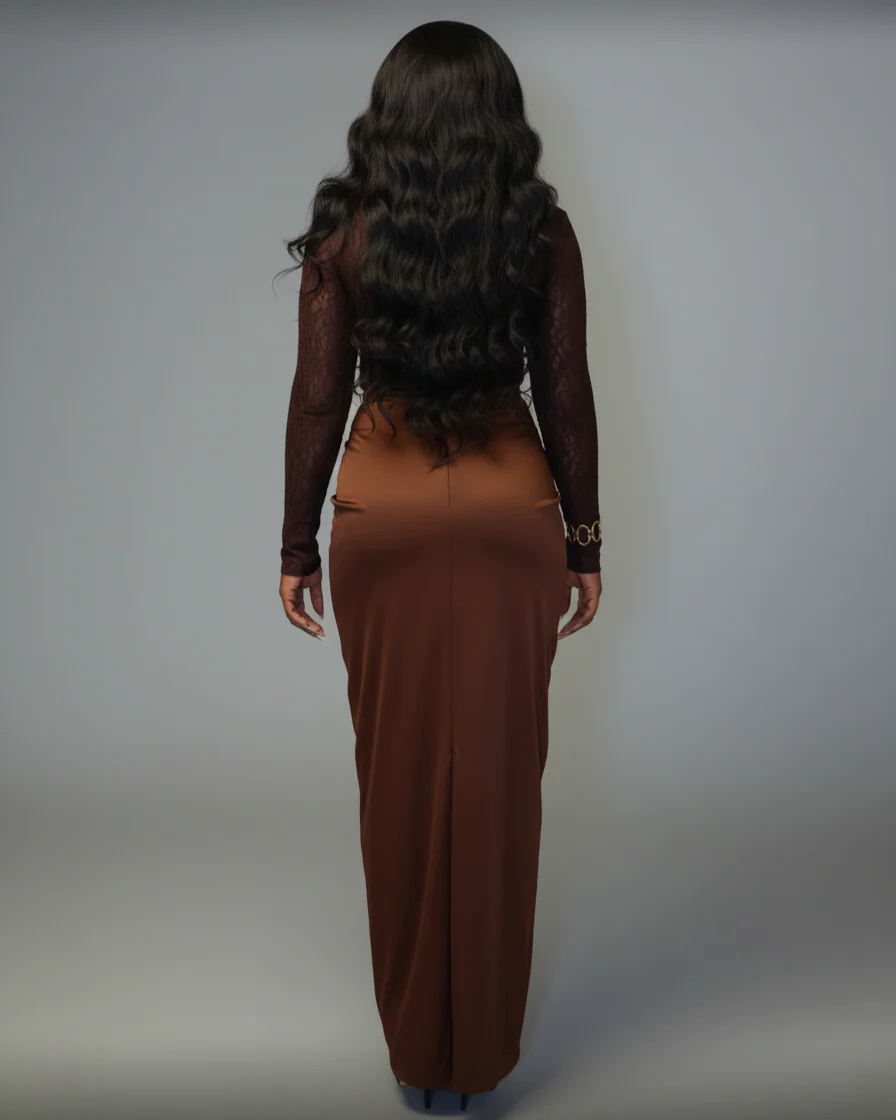 SUNNA High-Neck Sheer Lace Maxi Dress - Image 4