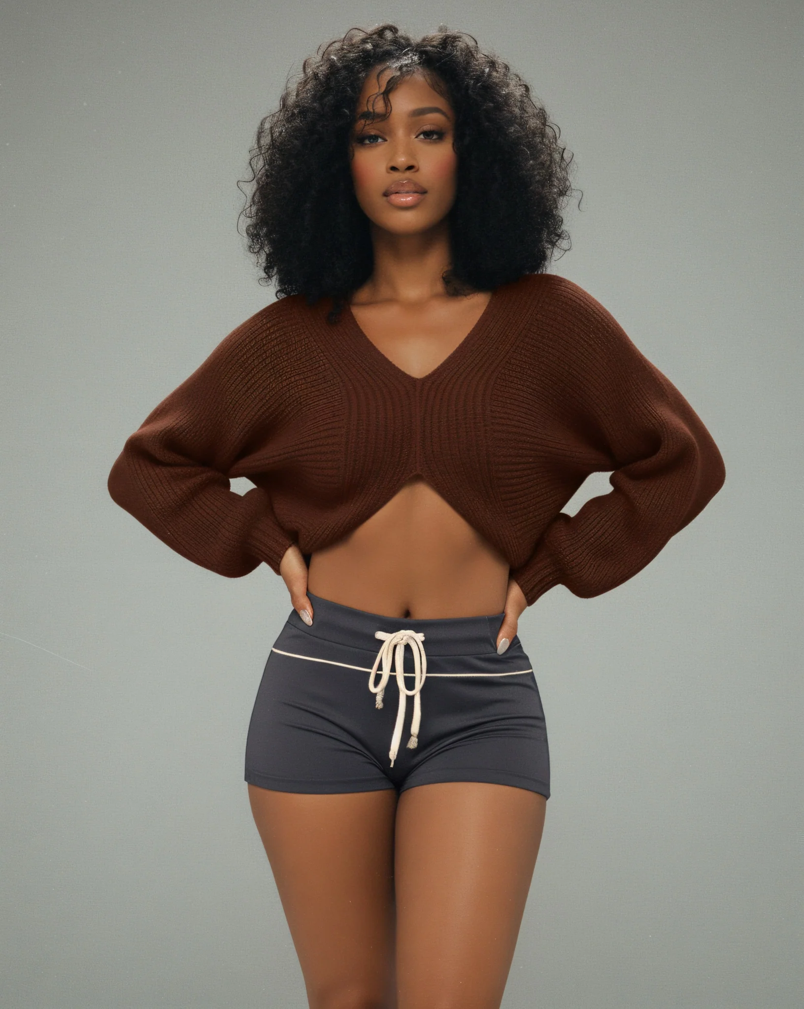 SUNNIVA Ribbed V-Cut Cropped Knit Sweater - Image 10