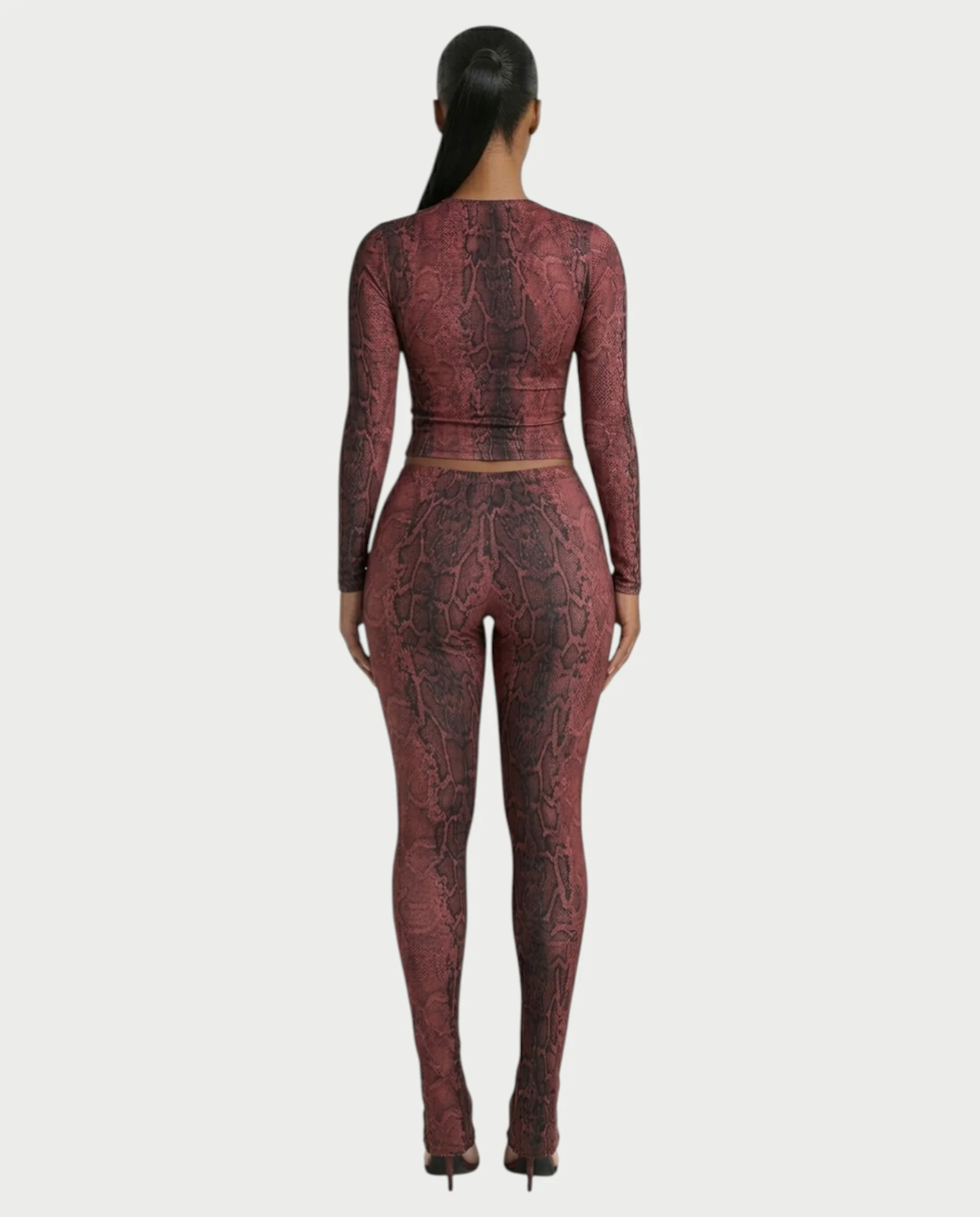 SURIVA Snakeskin Long Sleeve Top & Flared Legging Set - Image 2