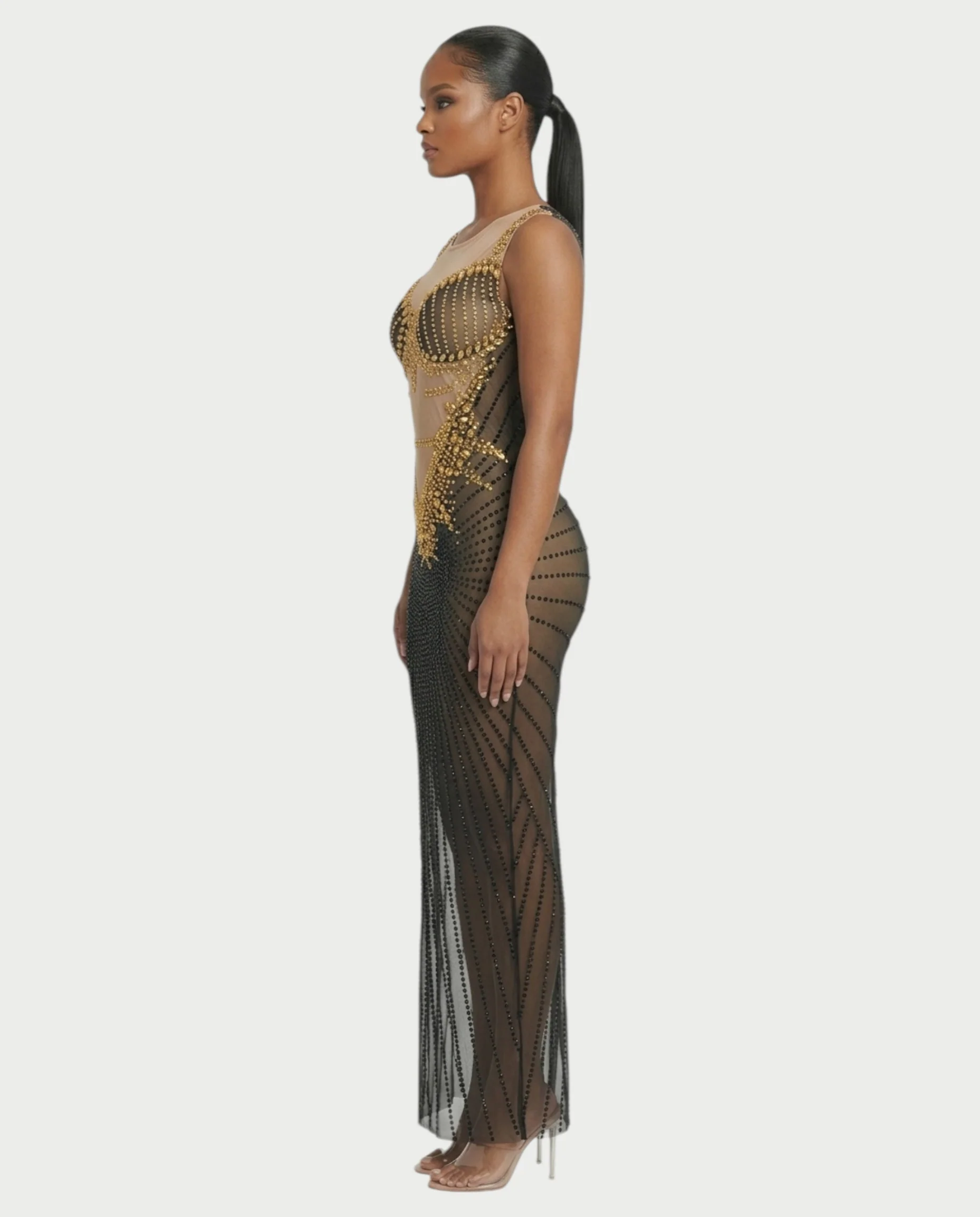 SYVON Crystal Mesh Maxi Dress - Image 3
