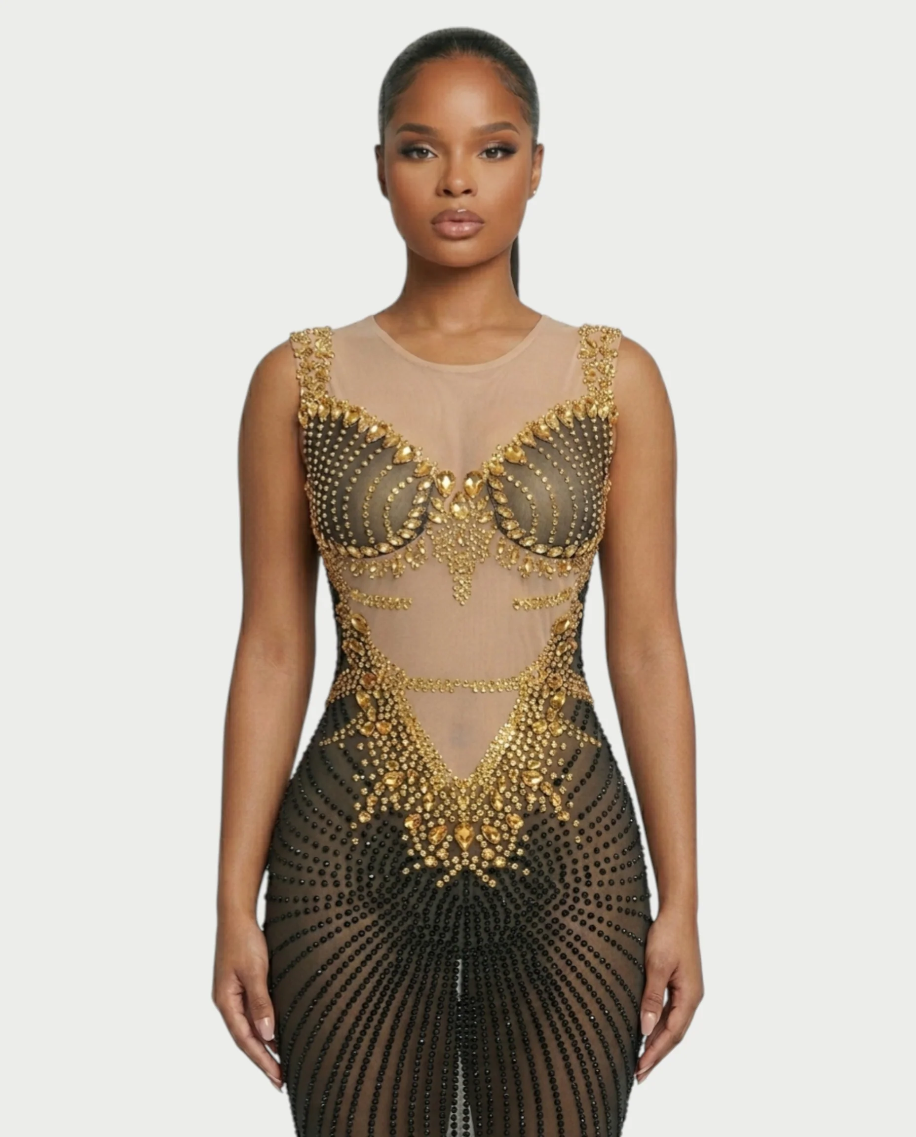 SYVON Crystal Mesh Maxi Dress - Image 4