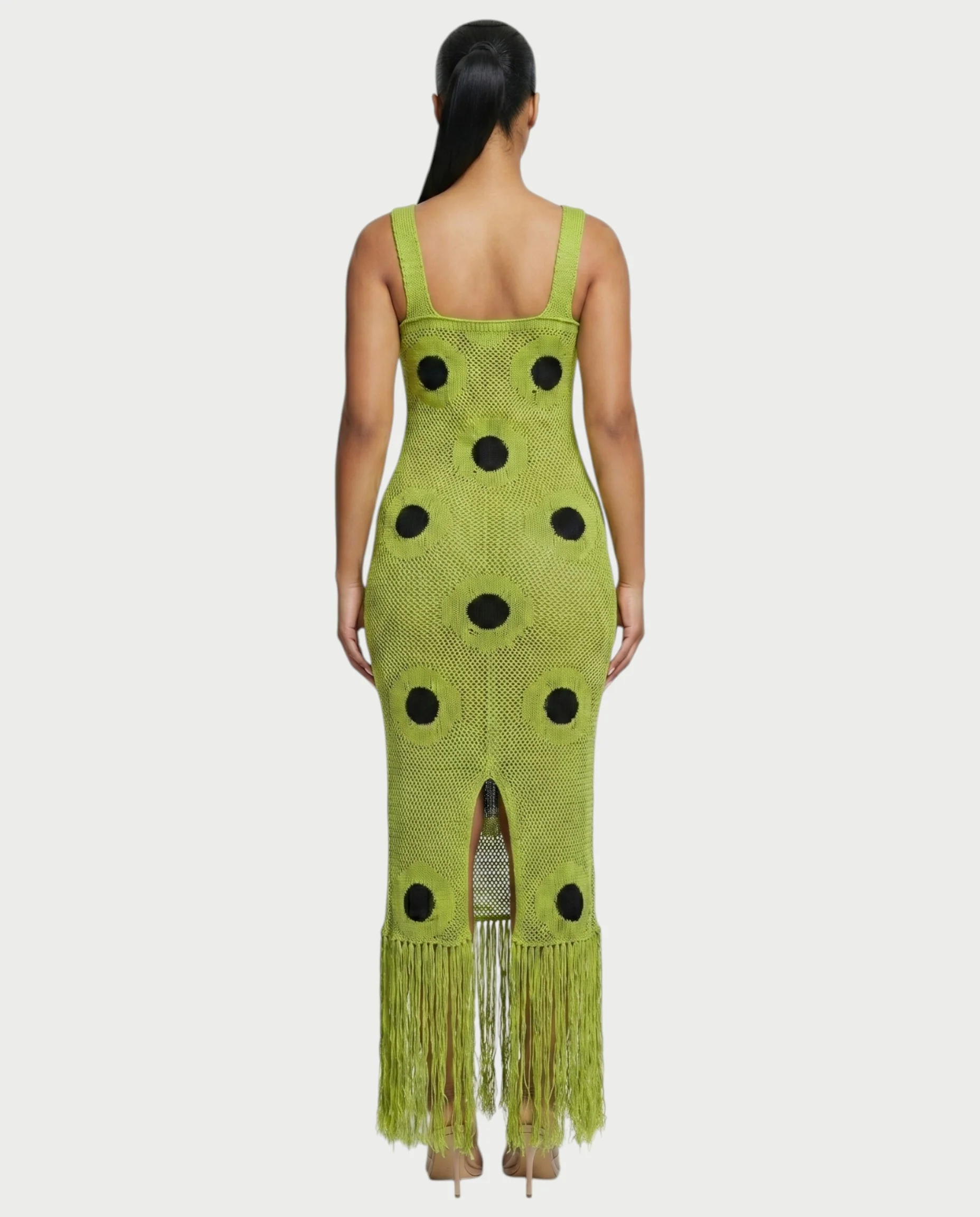 TALEYA Crochet Polka Dot Bodycon Maxi Dress - Image 2
