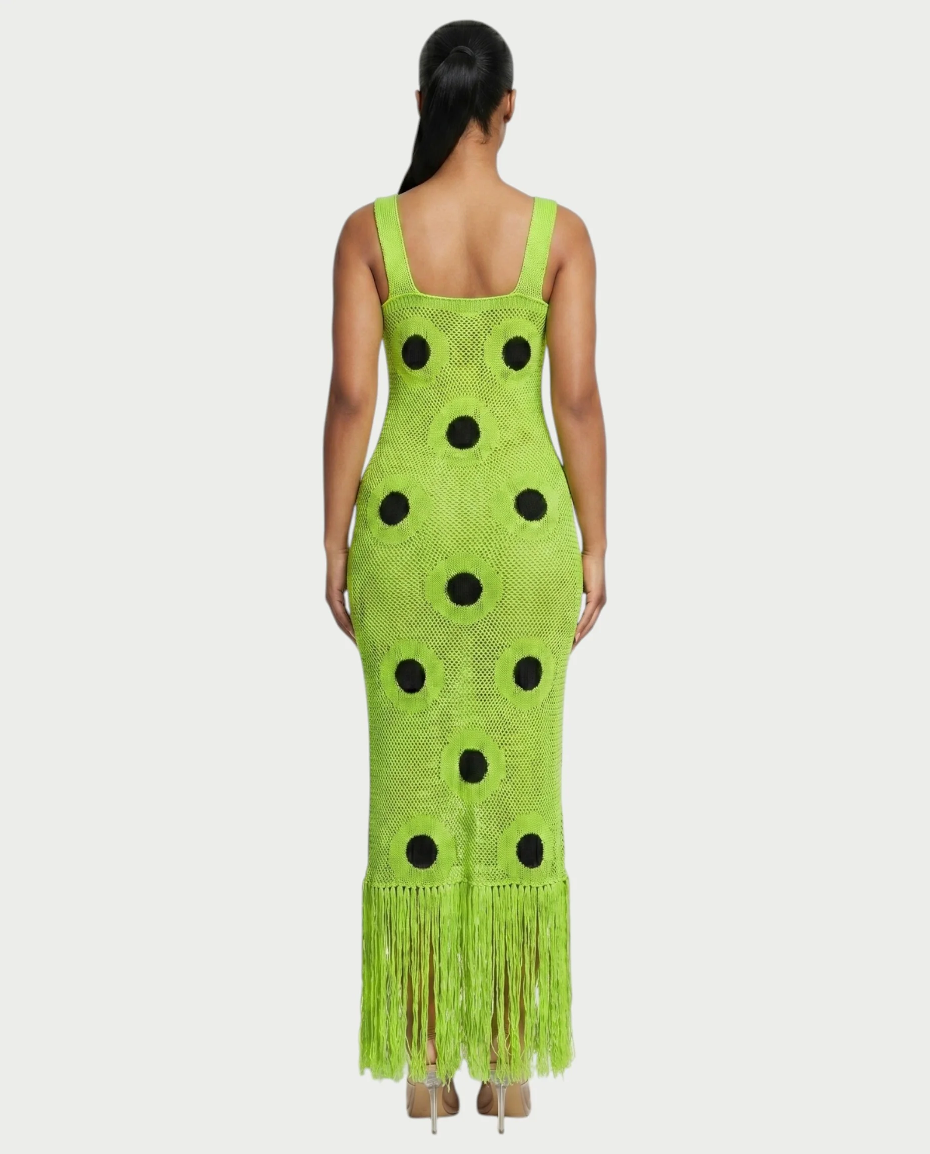 TALEYA Crochet Polka Dot Bodycon Maxi Dress - Image 7