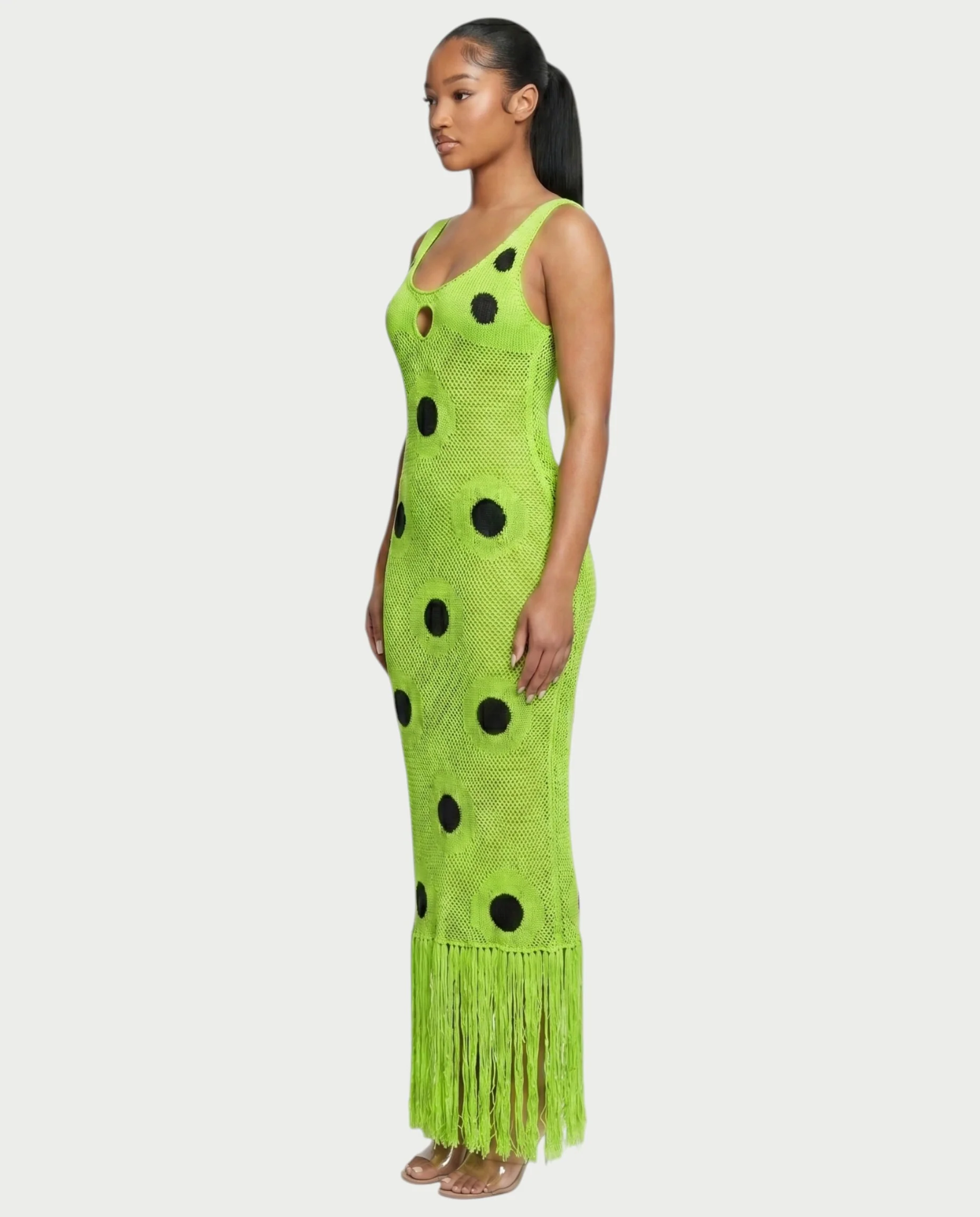 TALEYA Crochet Polka Dot Bodycon Maxi Dress - Image 8