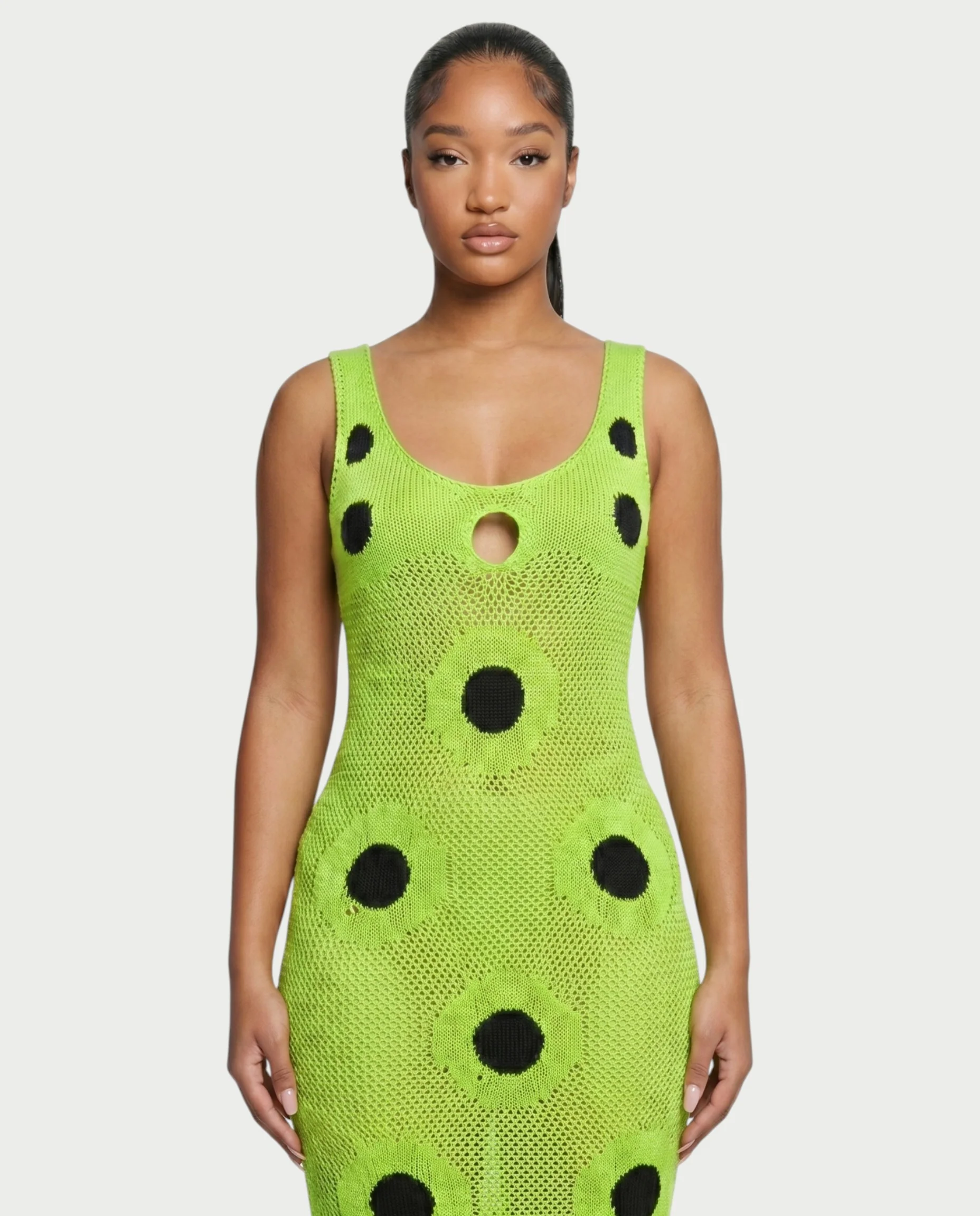 TALEYA Crochet Polka Dot Bodycon Maxi Dress - Image 9