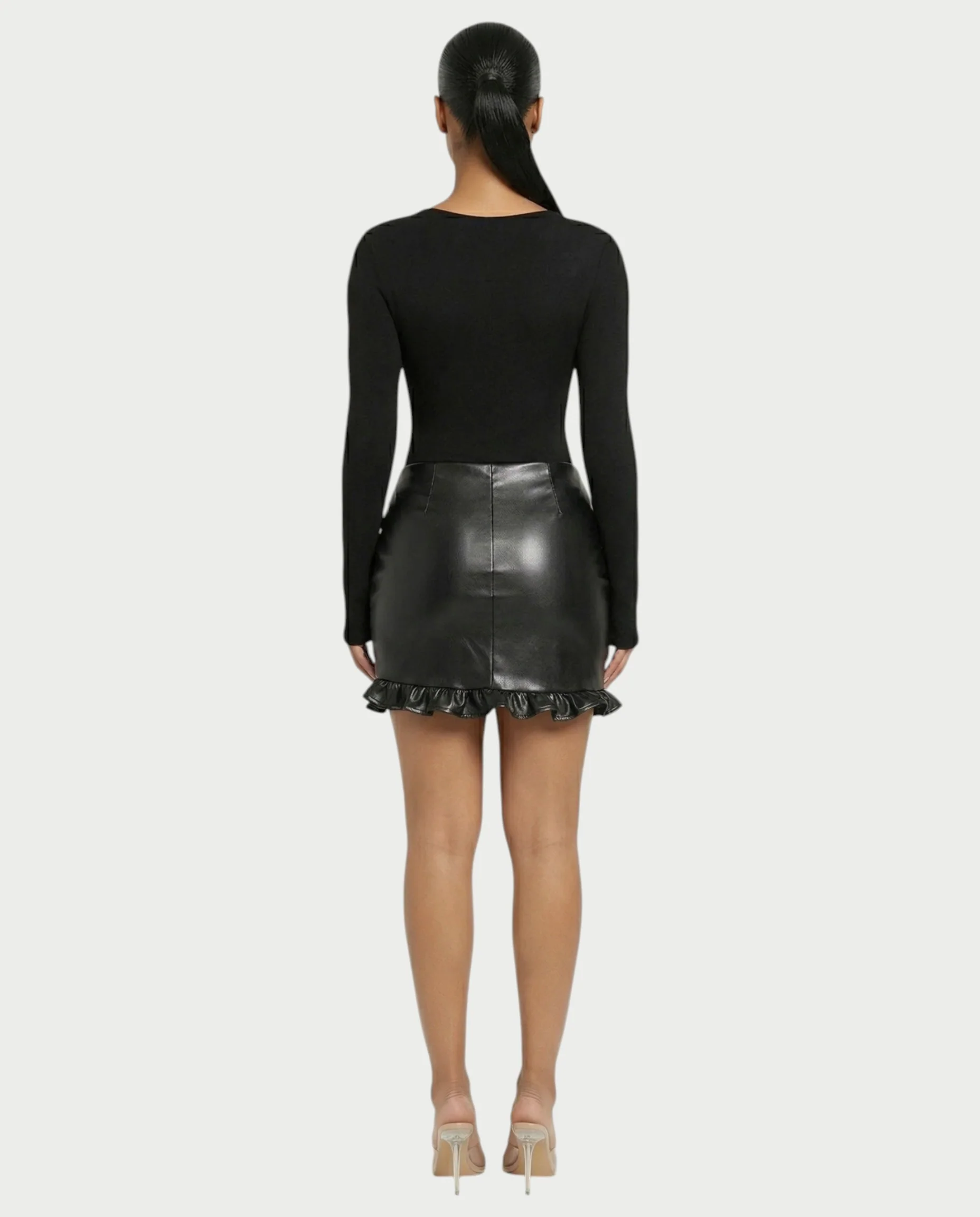 TARAE Twisted Faux Leather Mini Dress - Image 2