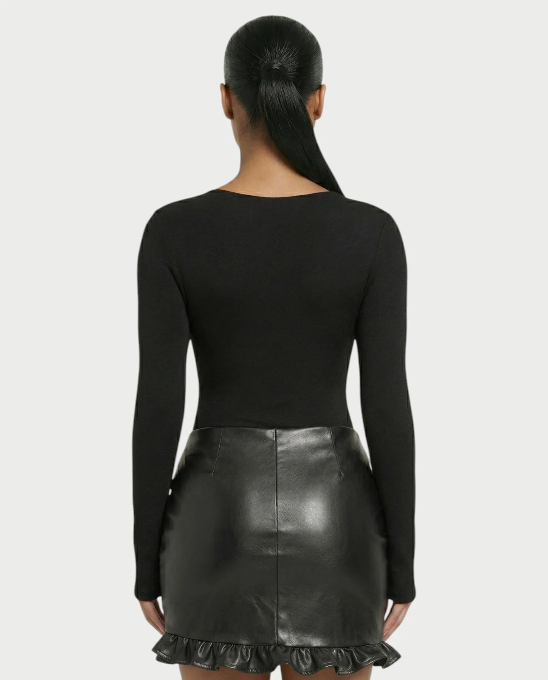 TARAE Twisted Faux Leather Mini Dress - Image 5