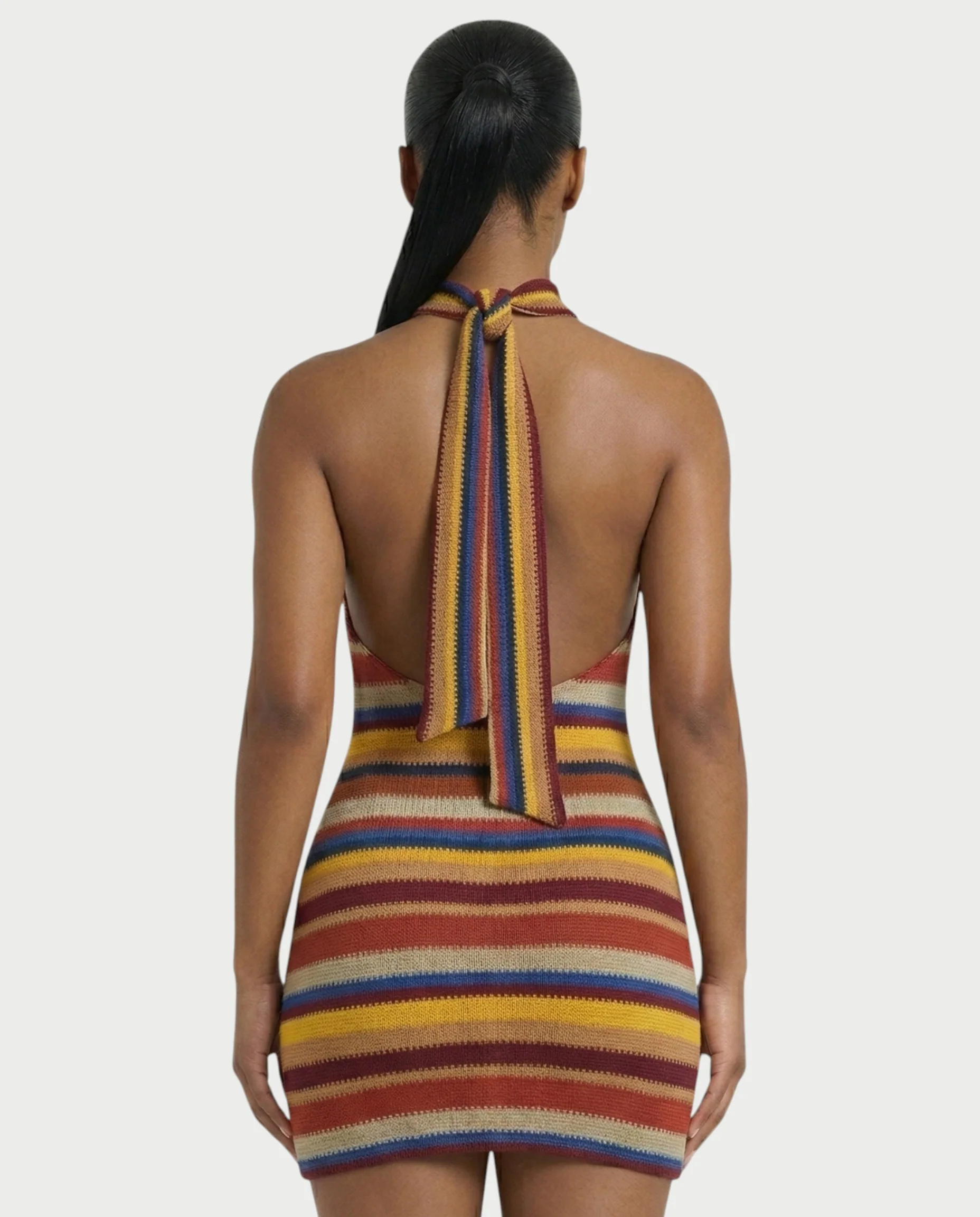 TARINA Knit Halter Tie-Back Bodycon Mini Dress - Image 10