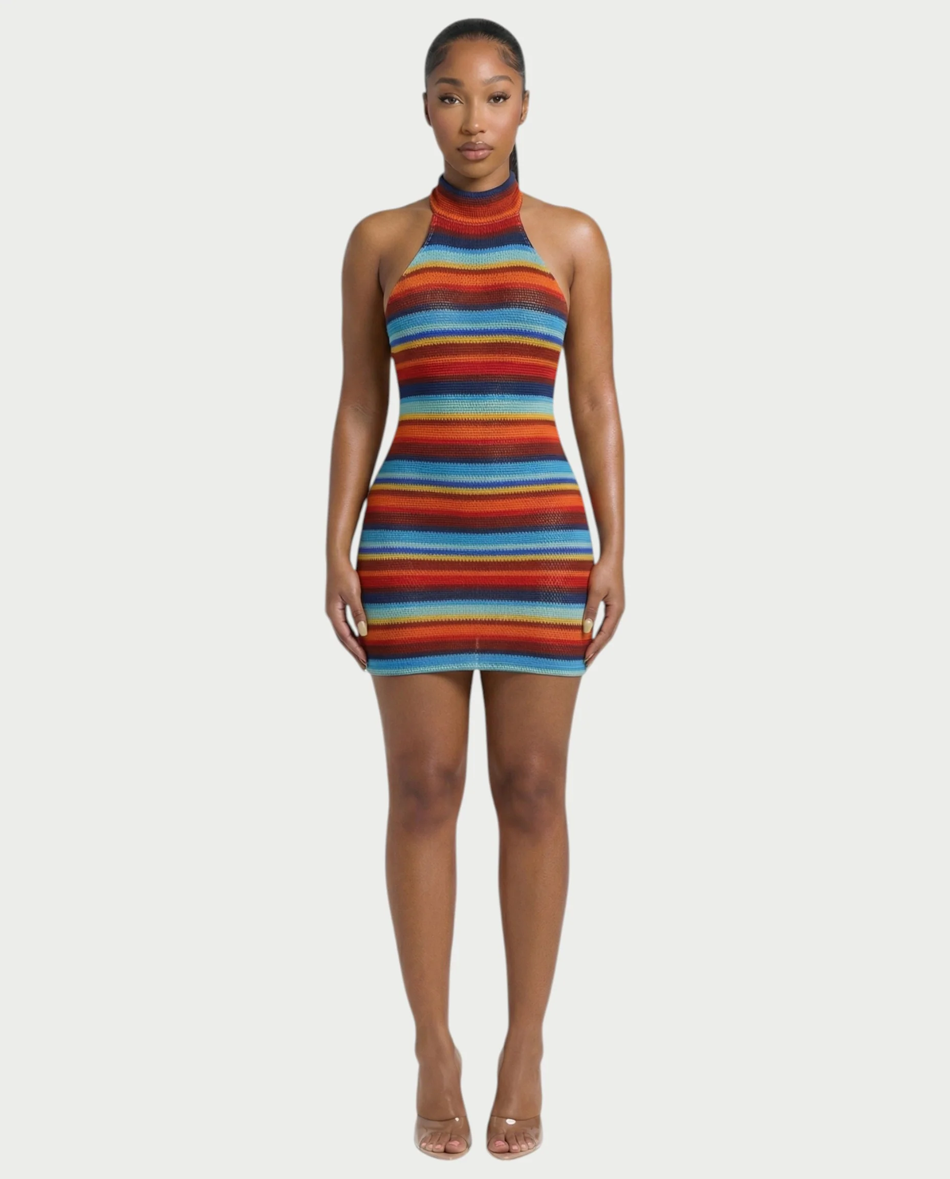 TARINA Knit Halter Tie-Back Bodycon Mini Dress - Image 11